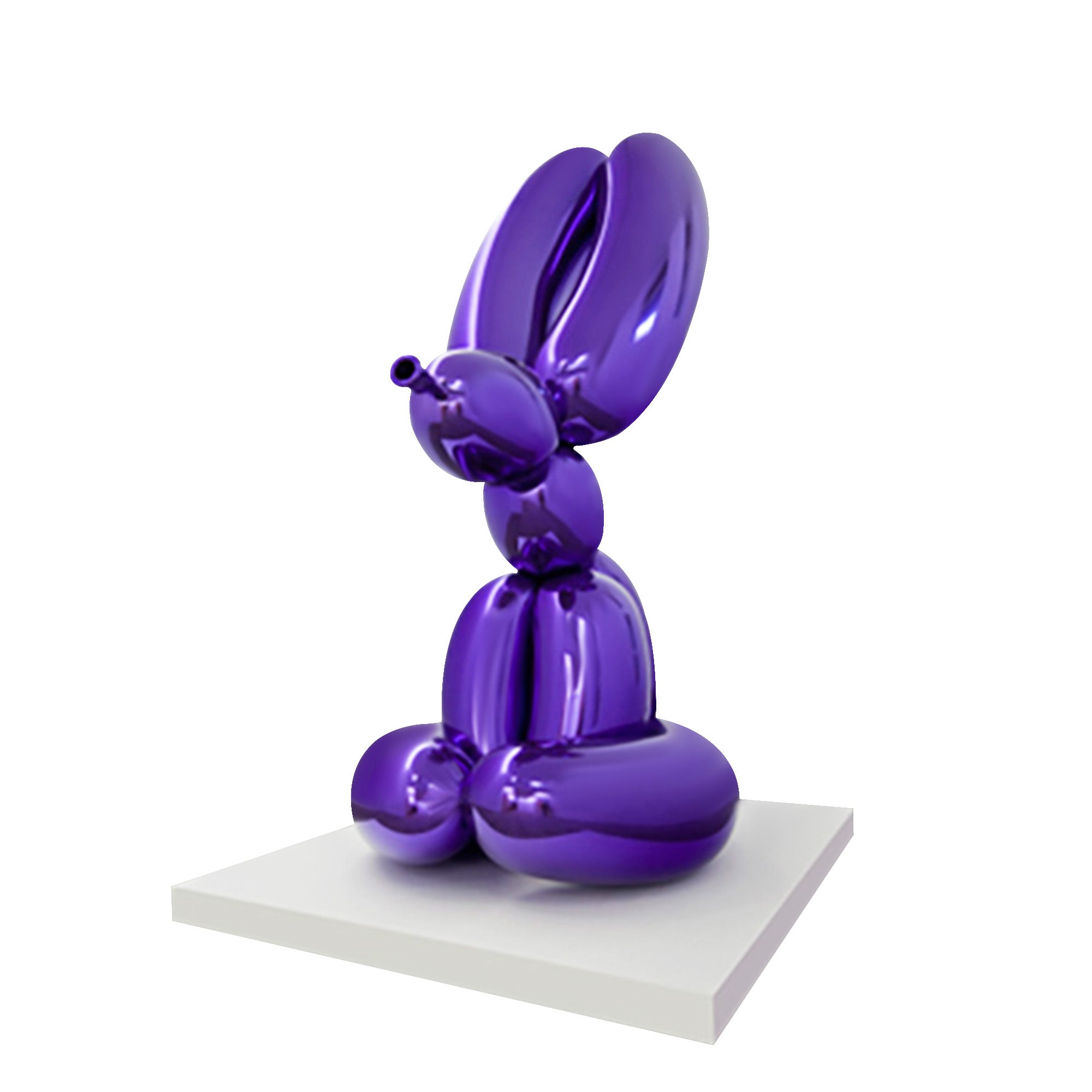 Custom Purple Balloon Bunny Fiberglass Sculpture with a base