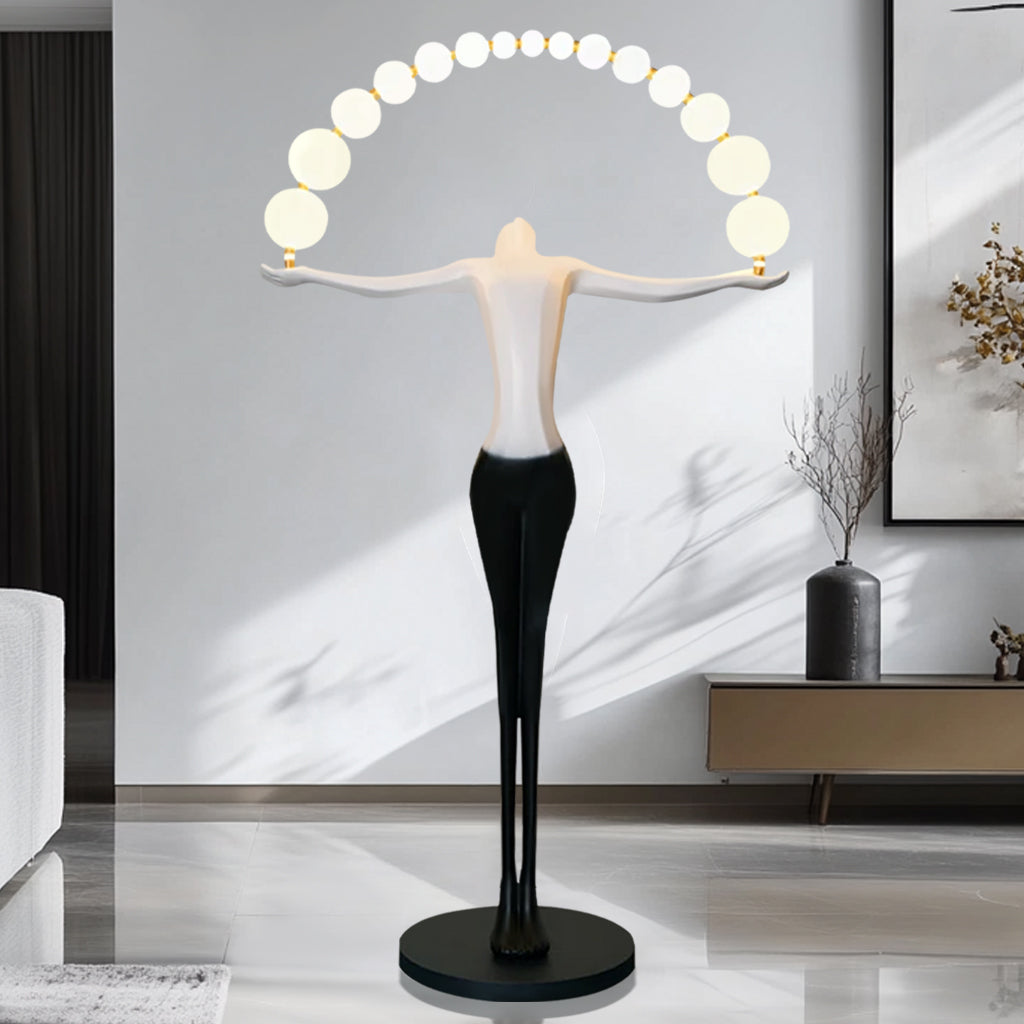 Custom abstract black and white indoor light sculpture, display luxury indoor