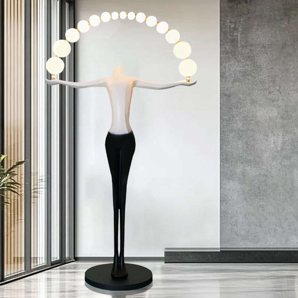 Custom abstract black and white indoor light sculpture, display luxury indoor