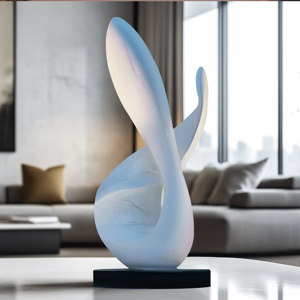 Custom abstract white indoor sculpture with a smooth finish, display indoor decoration