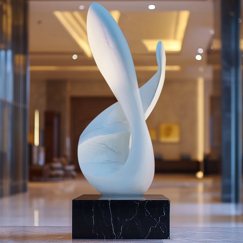 Custom abstract white indoor sculpture with a smooth finish, display indoor decoration