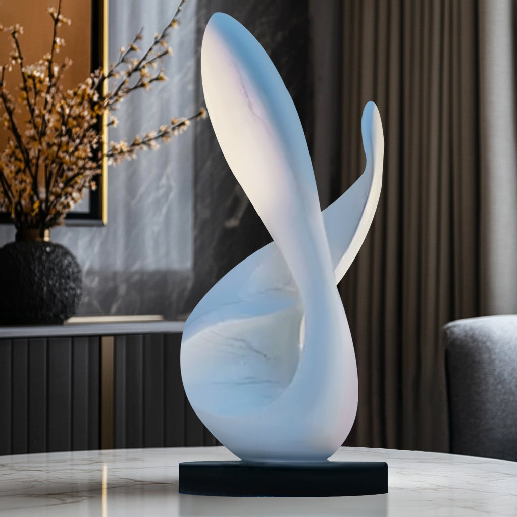 Custom abstract white indoor sculpture with a smooth finish, display indoor decoration