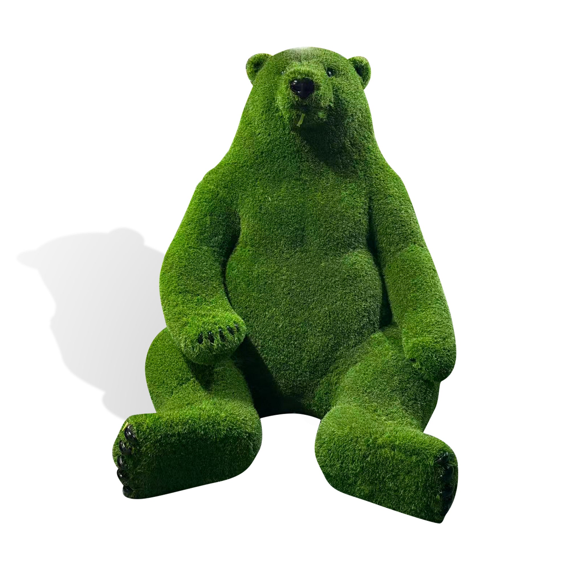 Green teddy bear with a textured surface on a white background