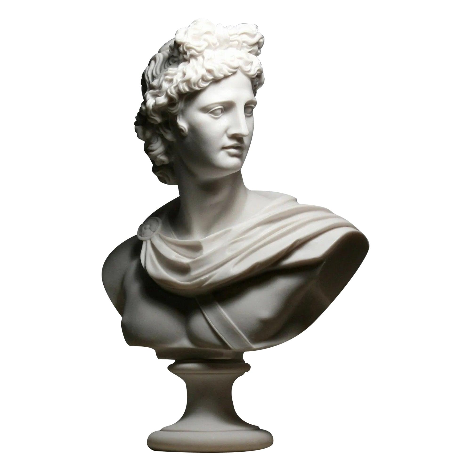 Apollo greek roman god bust head handmade marble statue