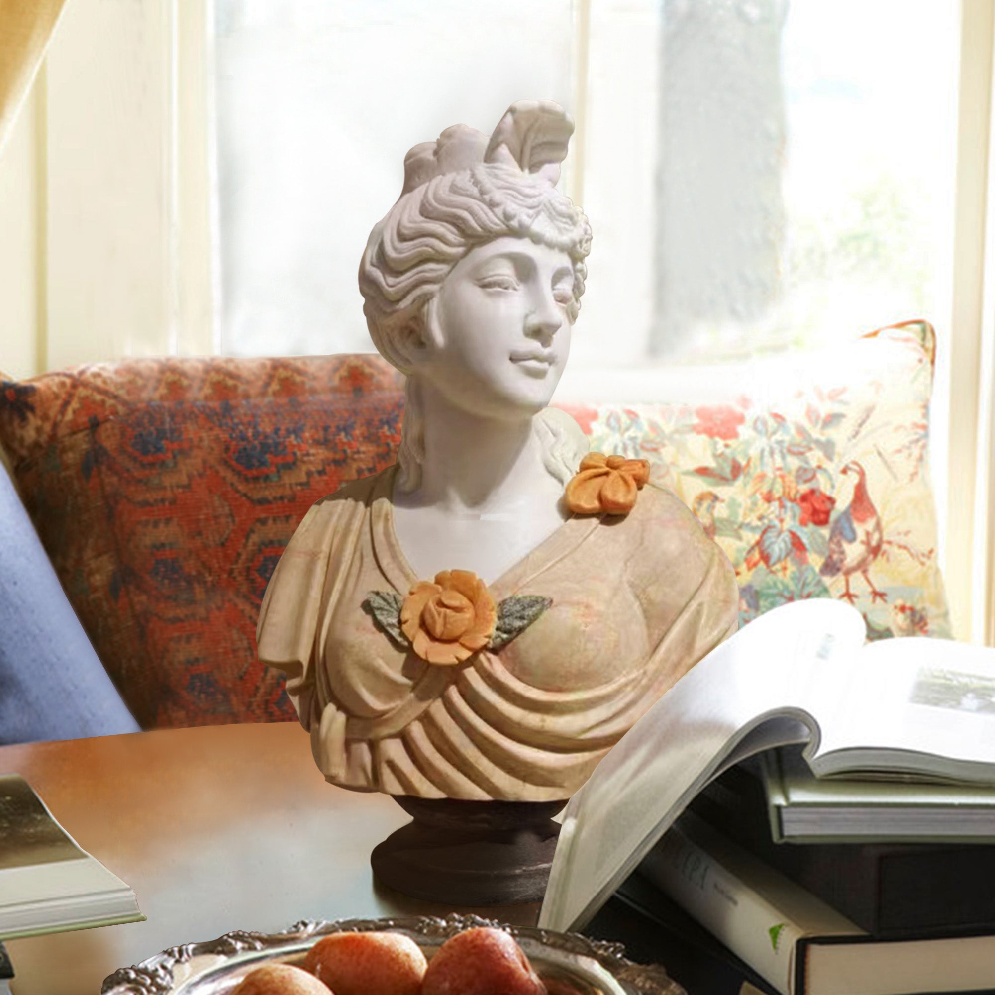 female stone marble bust sculpture