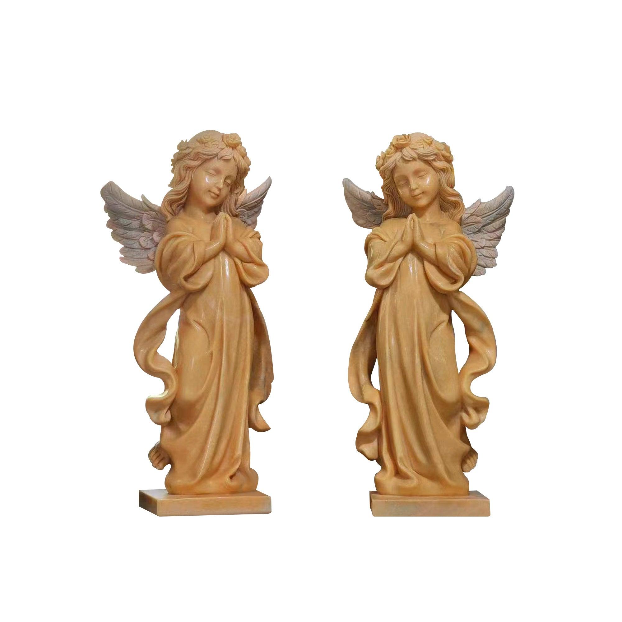 a pair marble sculpture little angel statue