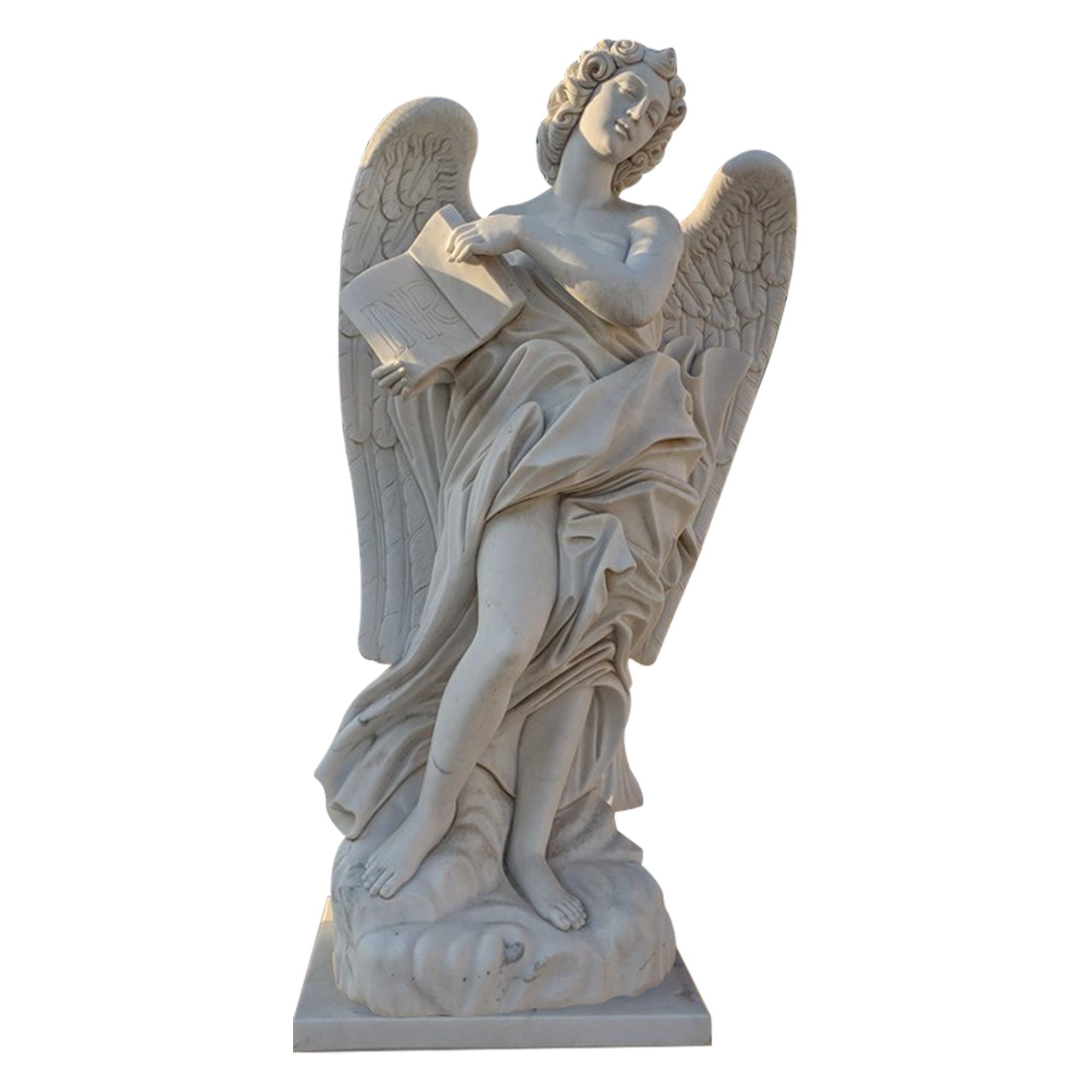 FINEST Reading Angel Marble Figure Sculpture for Garden Decoration FM-025