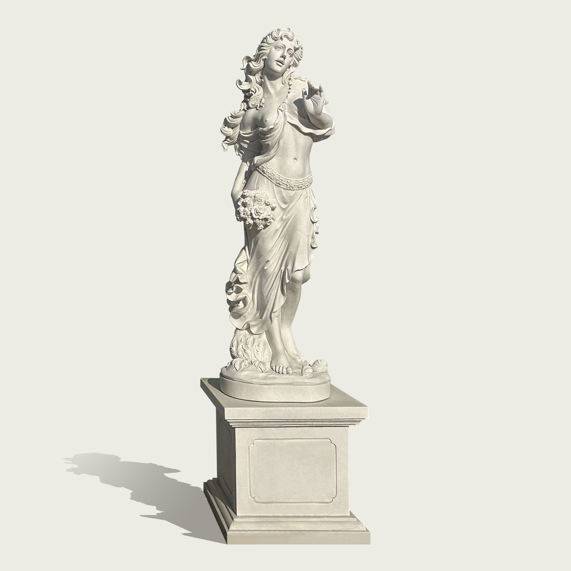 Elegant garden marble musical ladies  sculptures with a base