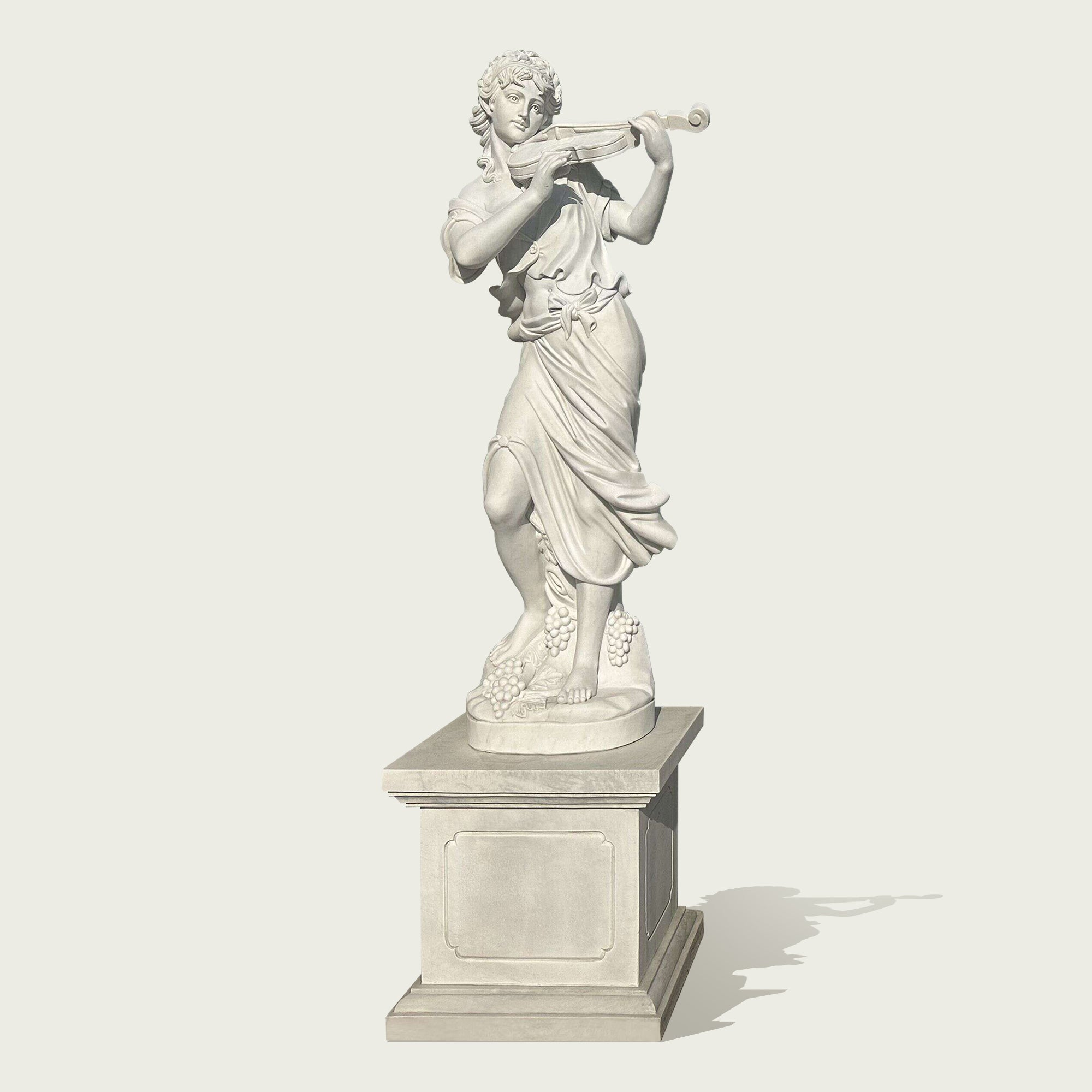 Elegant garden marble musical ladies  sculptures with a base