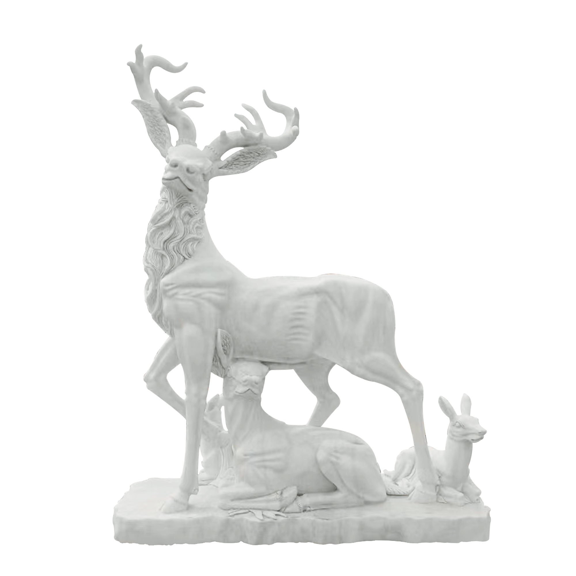 marble Stag Family Statue