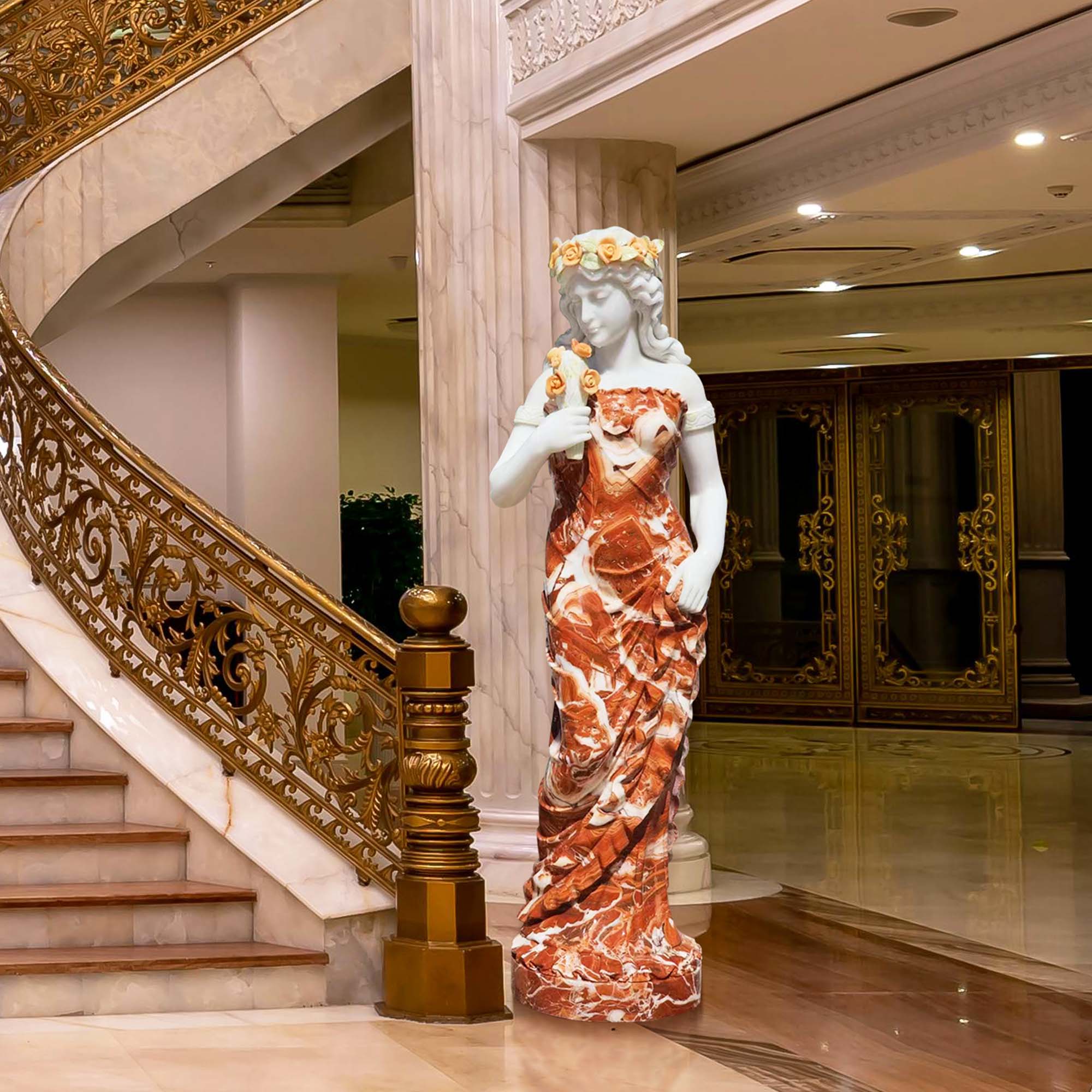 marble women statue display indoor lobby