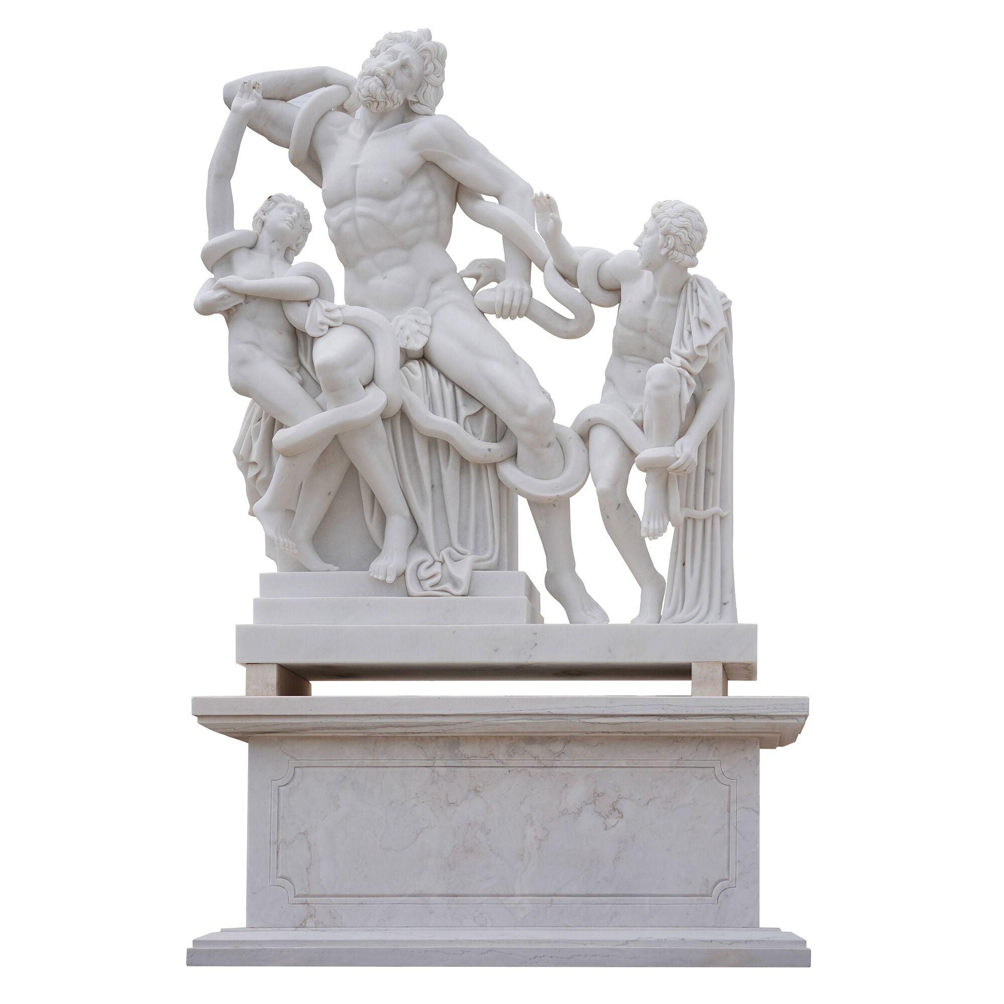 Marble Statue Laocoon and His Sons Sculpture Reproduction with base