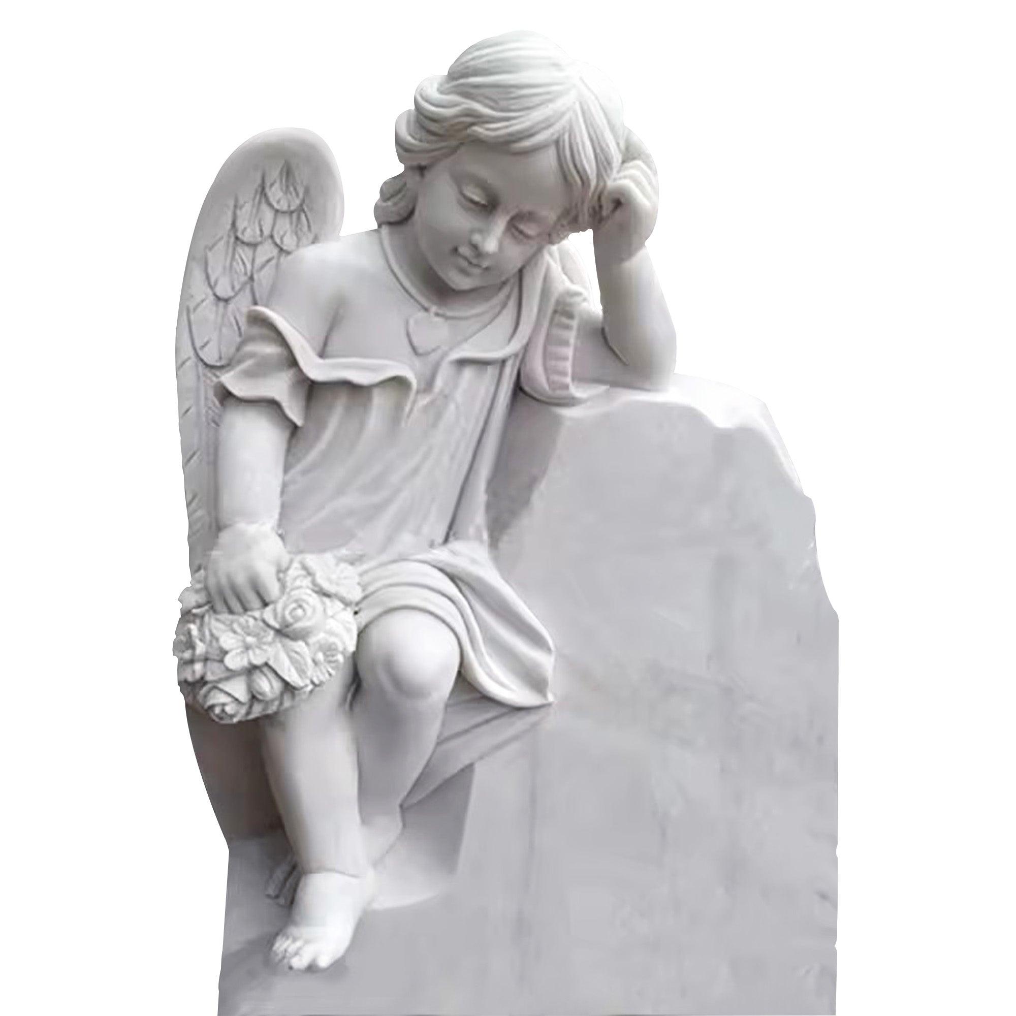 natural marble little angel monument