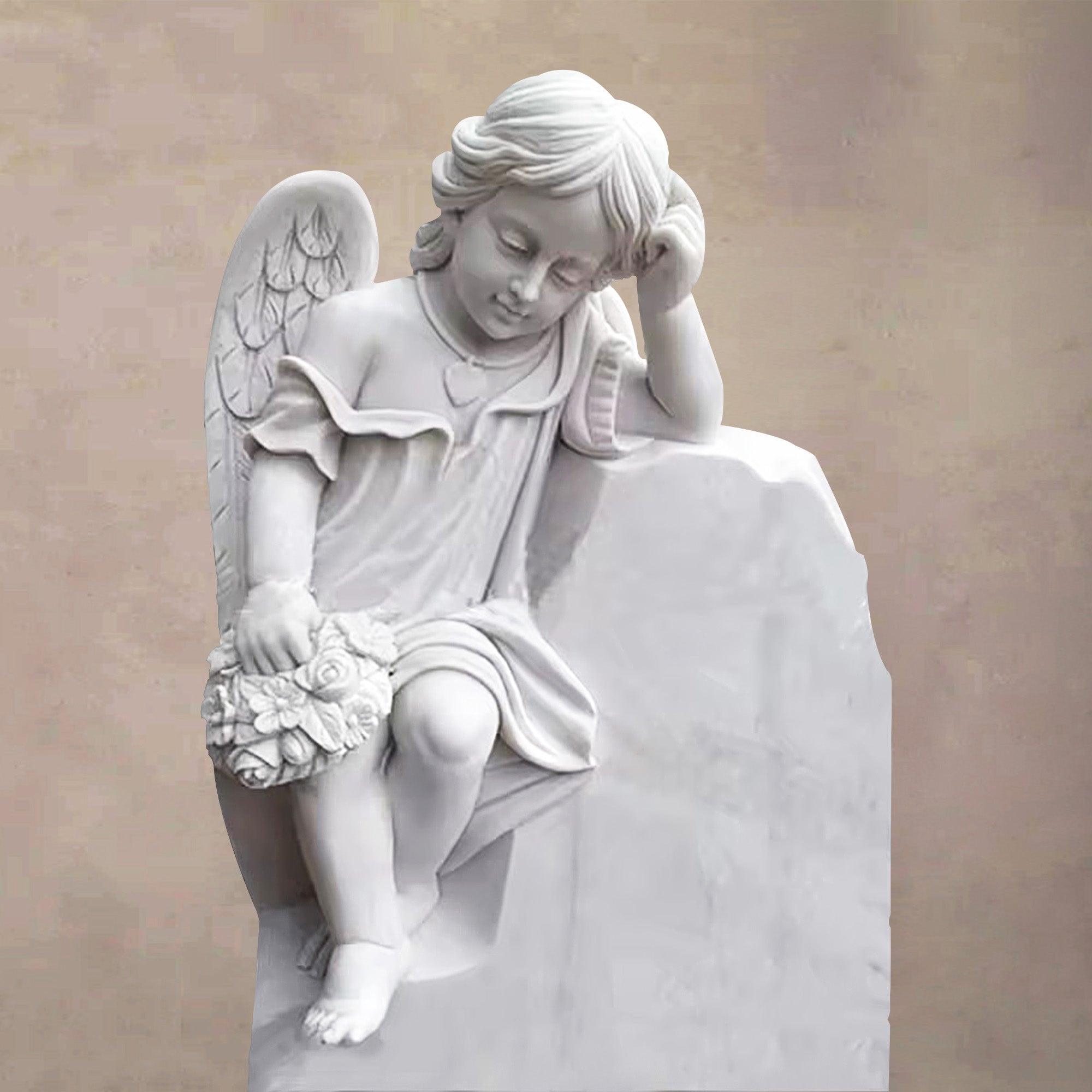 natural marble little angel monument