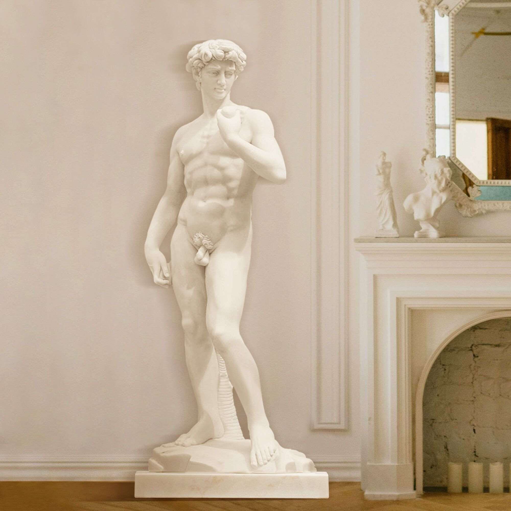 Replica of Michelangelo's David statue in marble