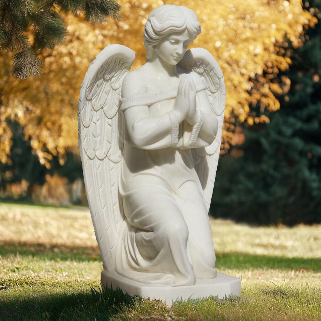 Praying Angel Marble Statue in monument garden