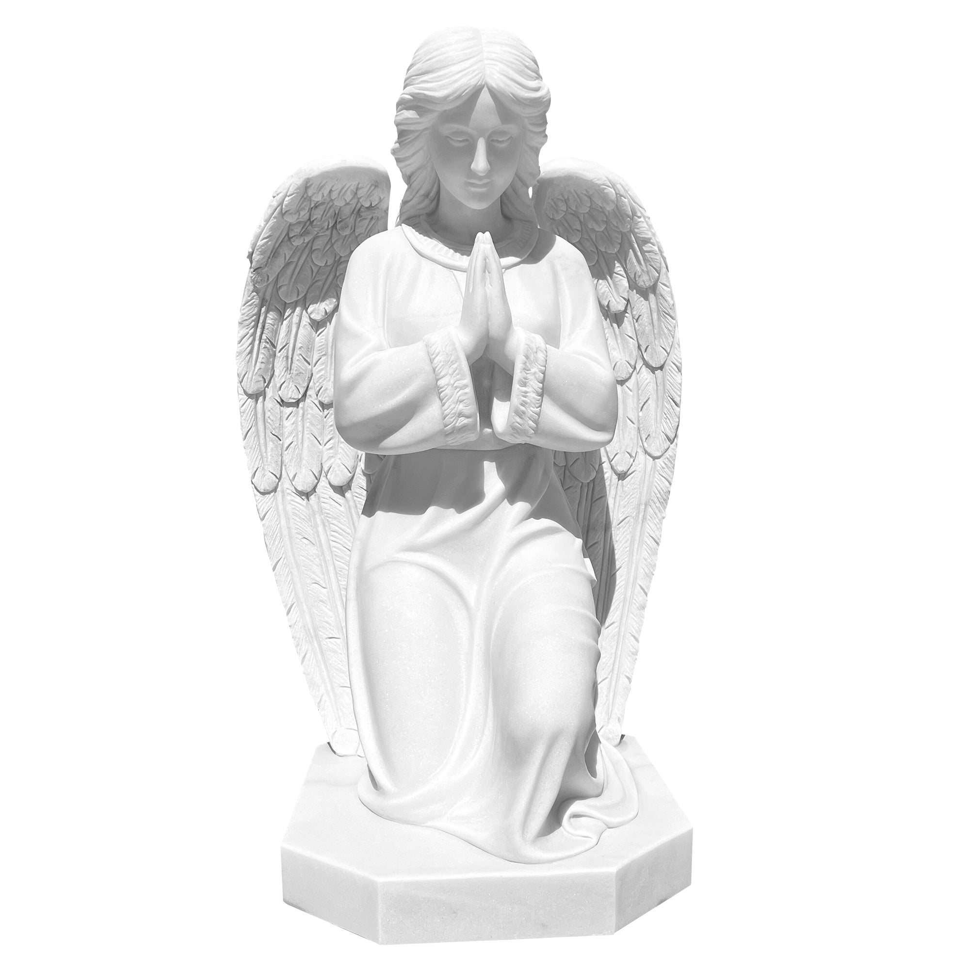 A Pair Praying Angel Marble Statue