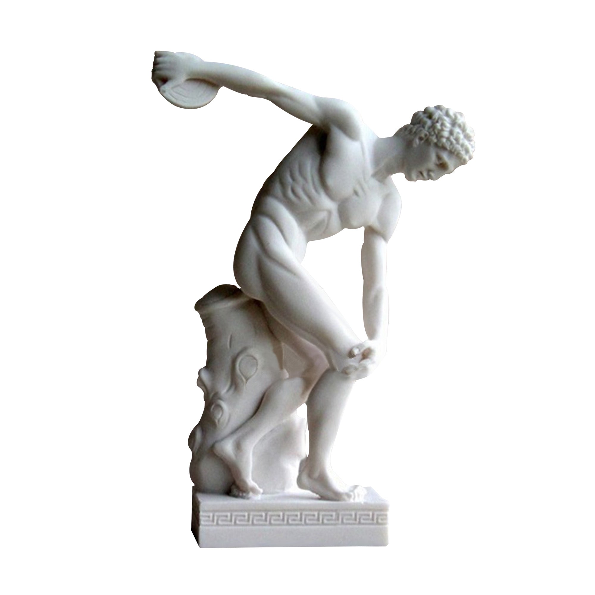 Marble statue of the Discobolus of Myron, depicting an ancient Greek athlete in mid-disc throw.