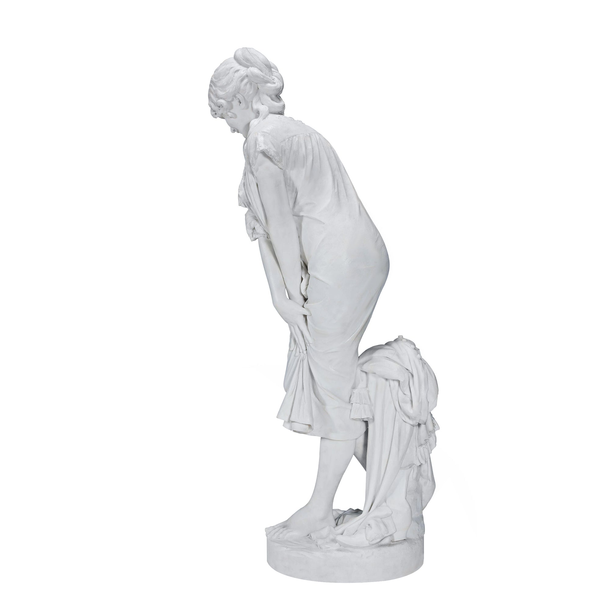 White Marble Cesare Lapini Sculpture side view