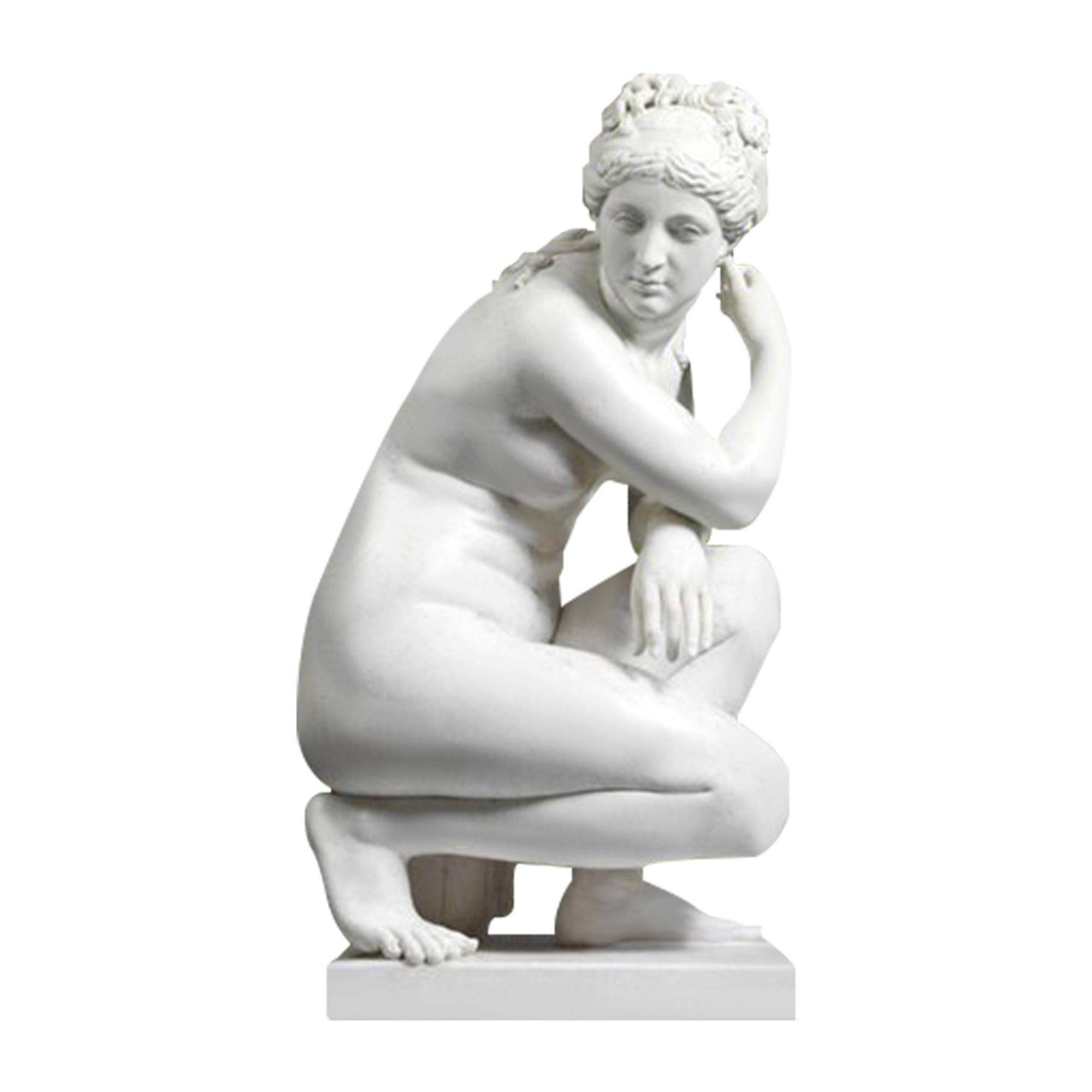 White Marble Aphrodite Crouching Venus Statue