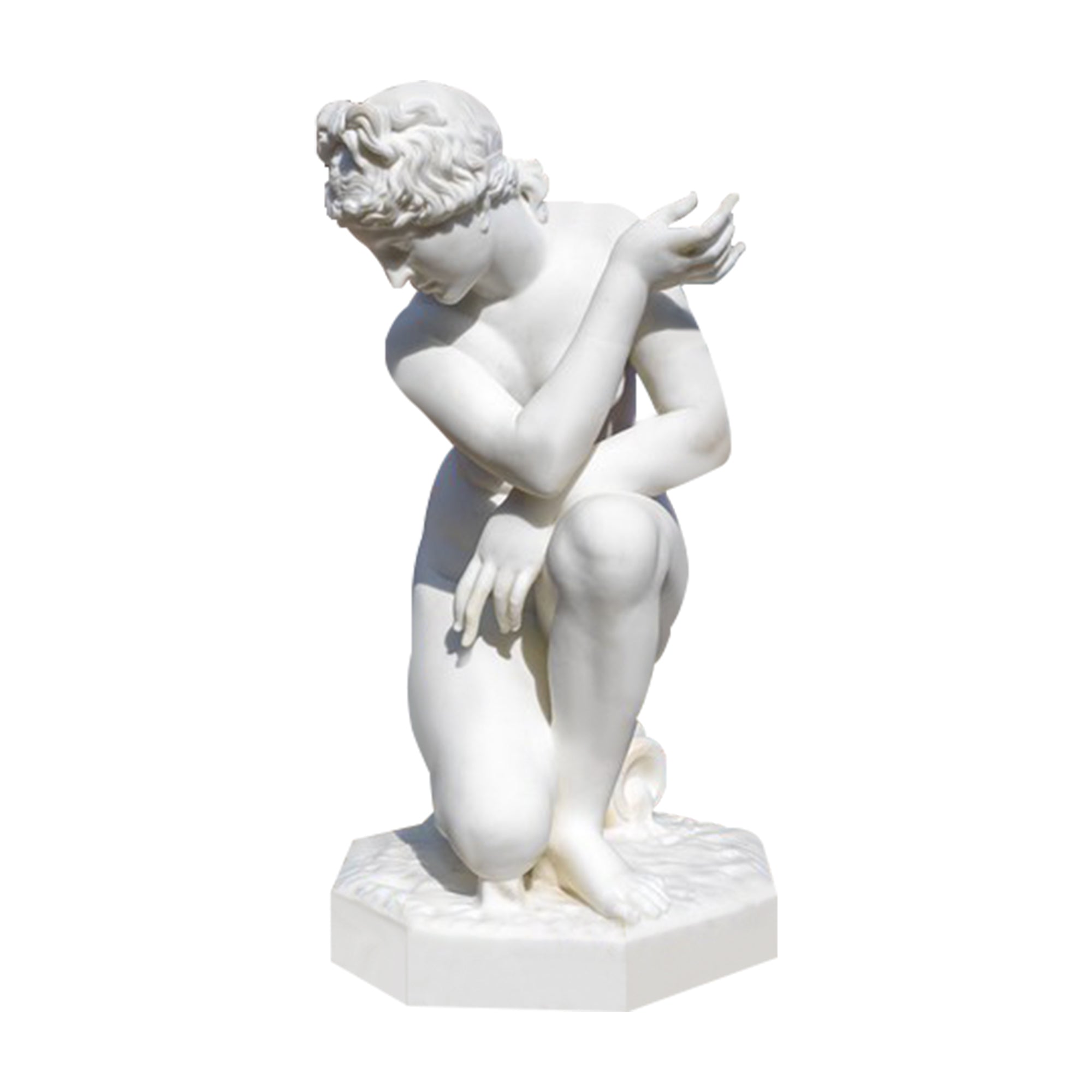 White Marble Aphrodite Crouching Venus Statue