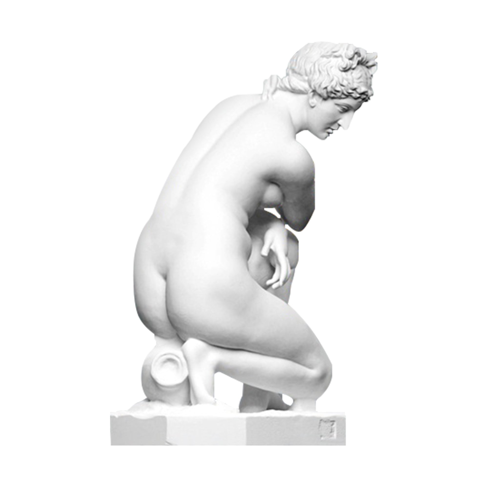 White Marble Aphrodite Crouching Venus Statue