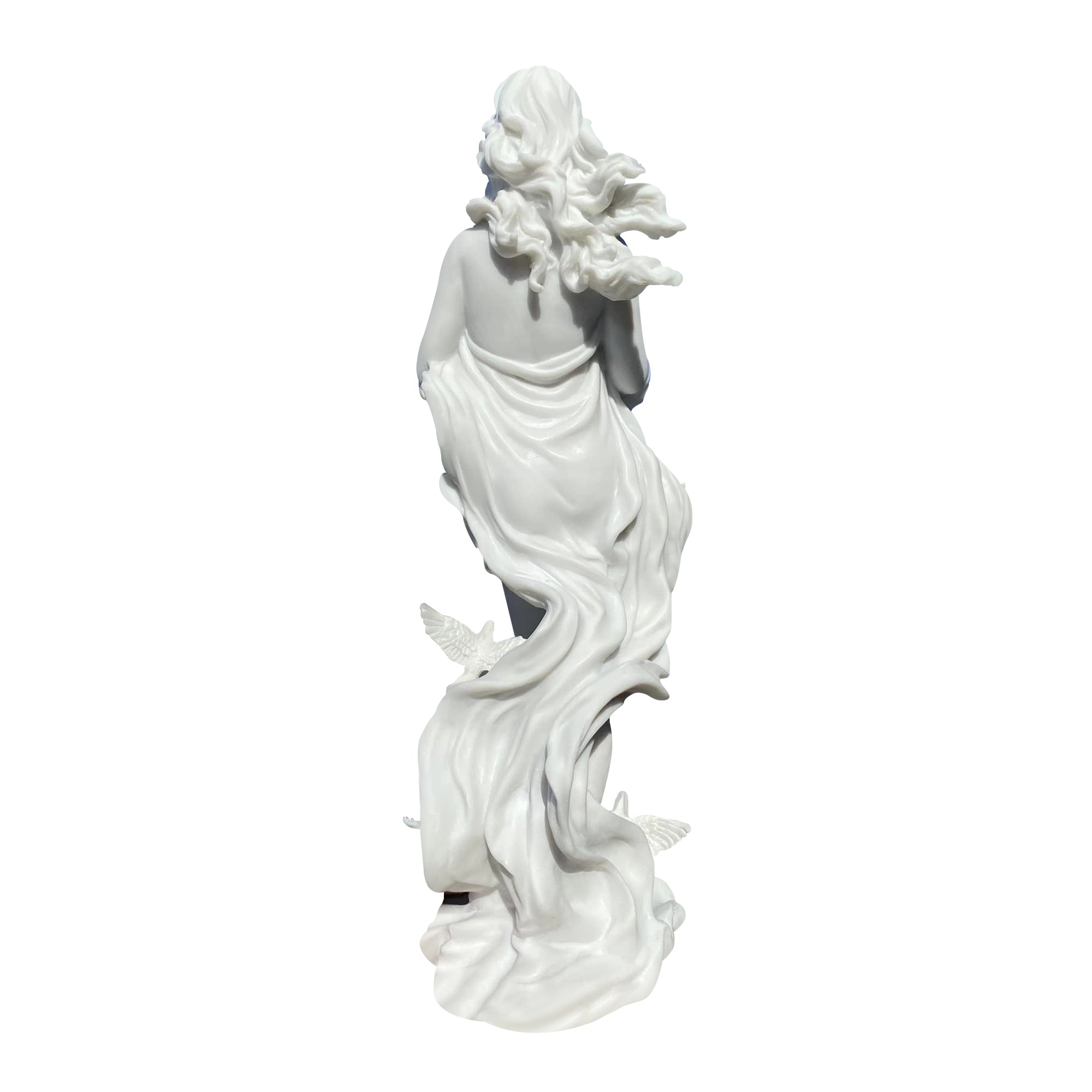  Aphrodite with Doves marble sculpture depicting the Greek Goddess of Beauty Venus, crafted from natural white marble with a polished finish.