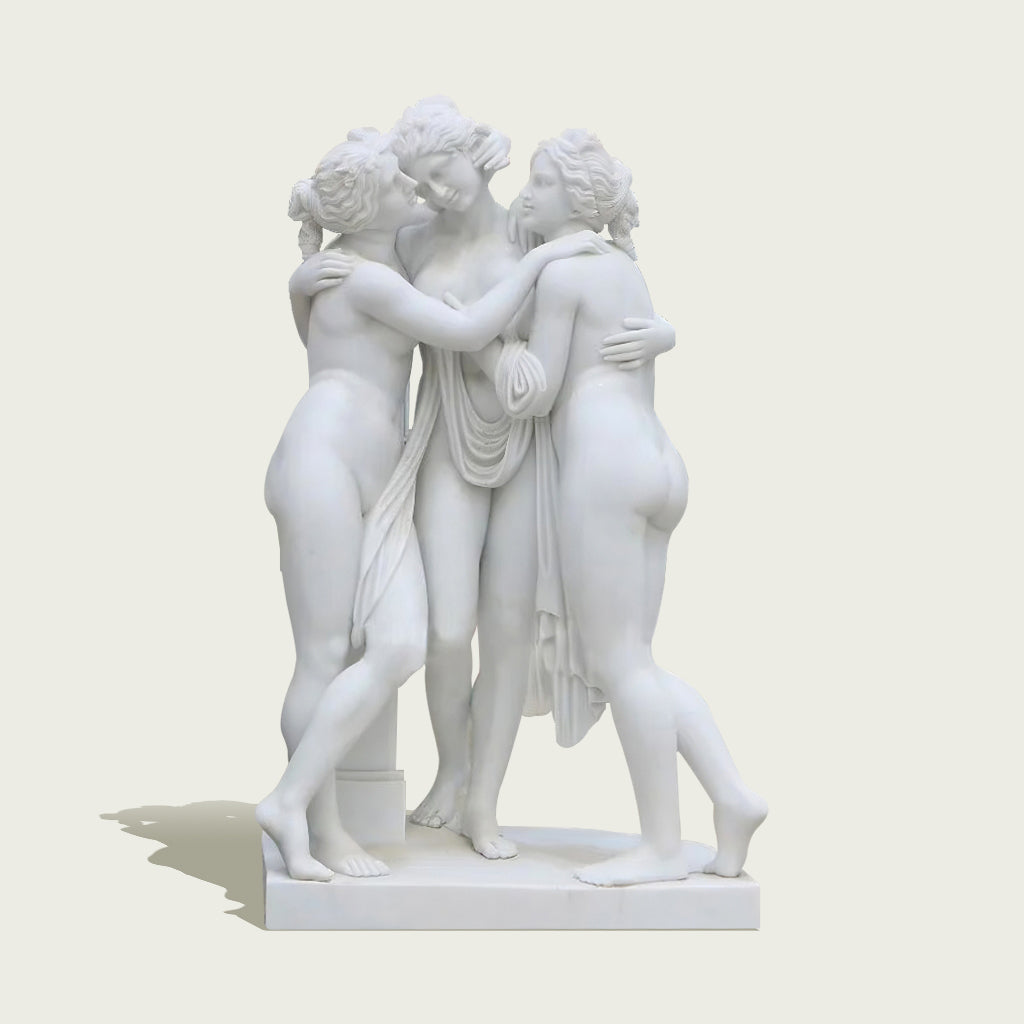 Custom White Marble Garden Sculpture of The Three Graces