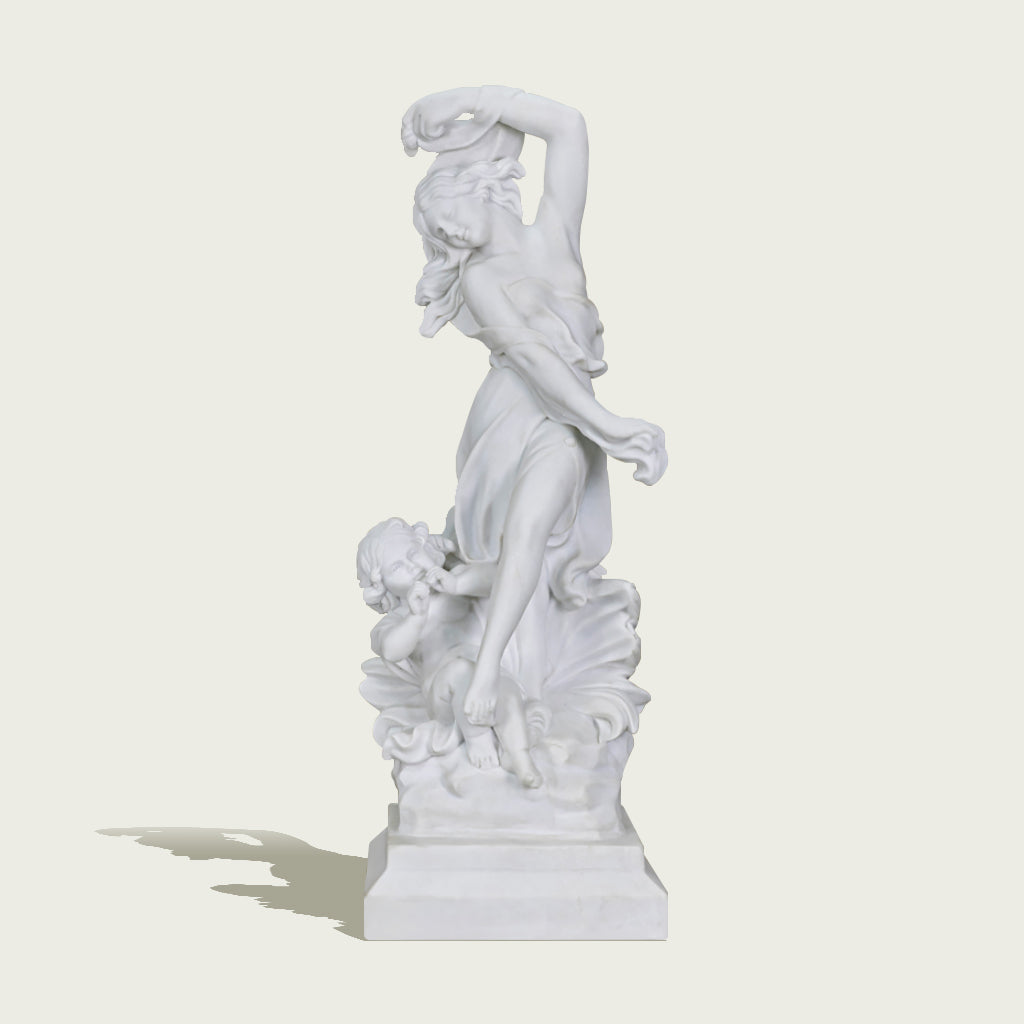 Enhance your space with this Custom White Marble Dancing Woman and Child Sculpture