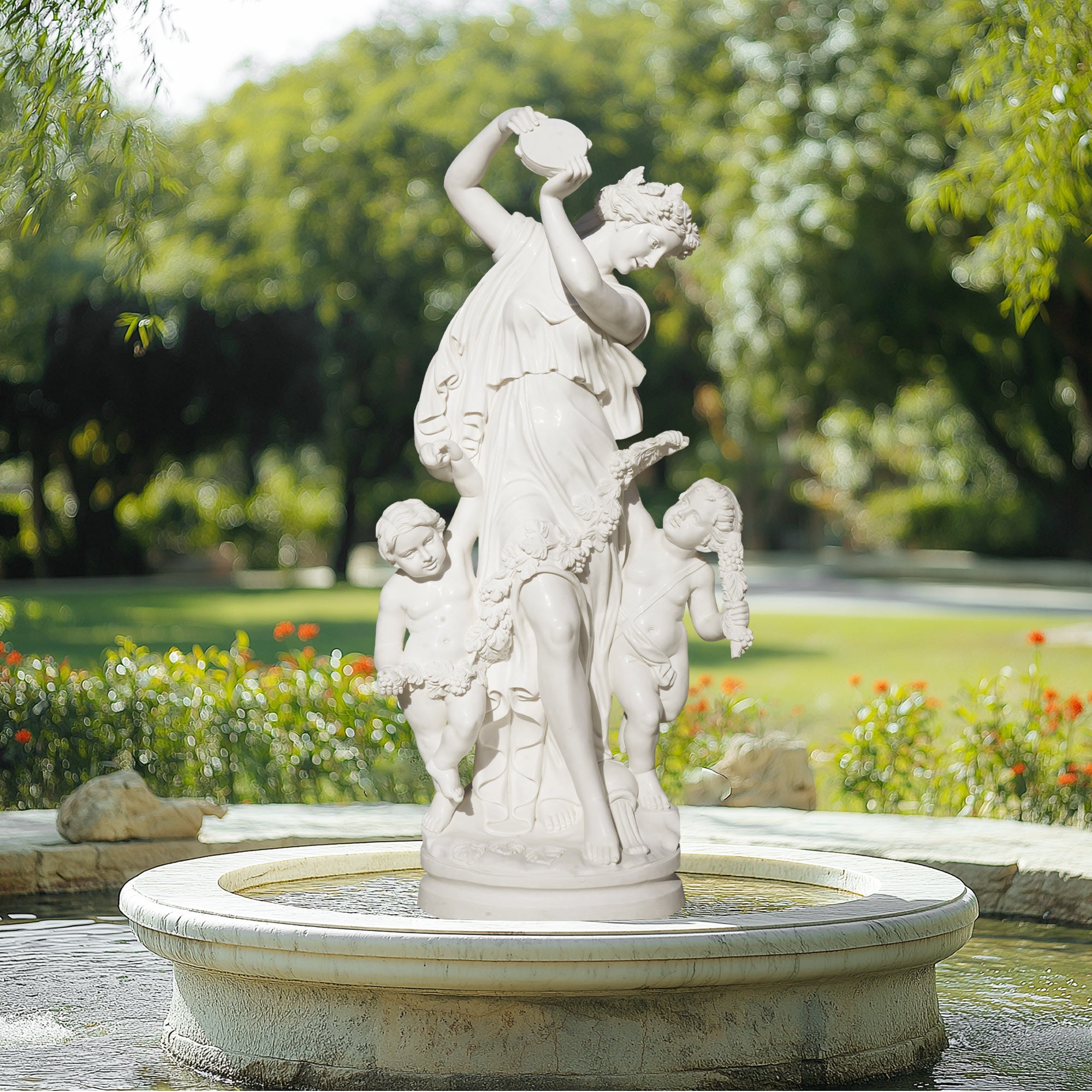 Life-size marble statue of Venus and Cupid, a graceful garden large statue display in outdoor garden