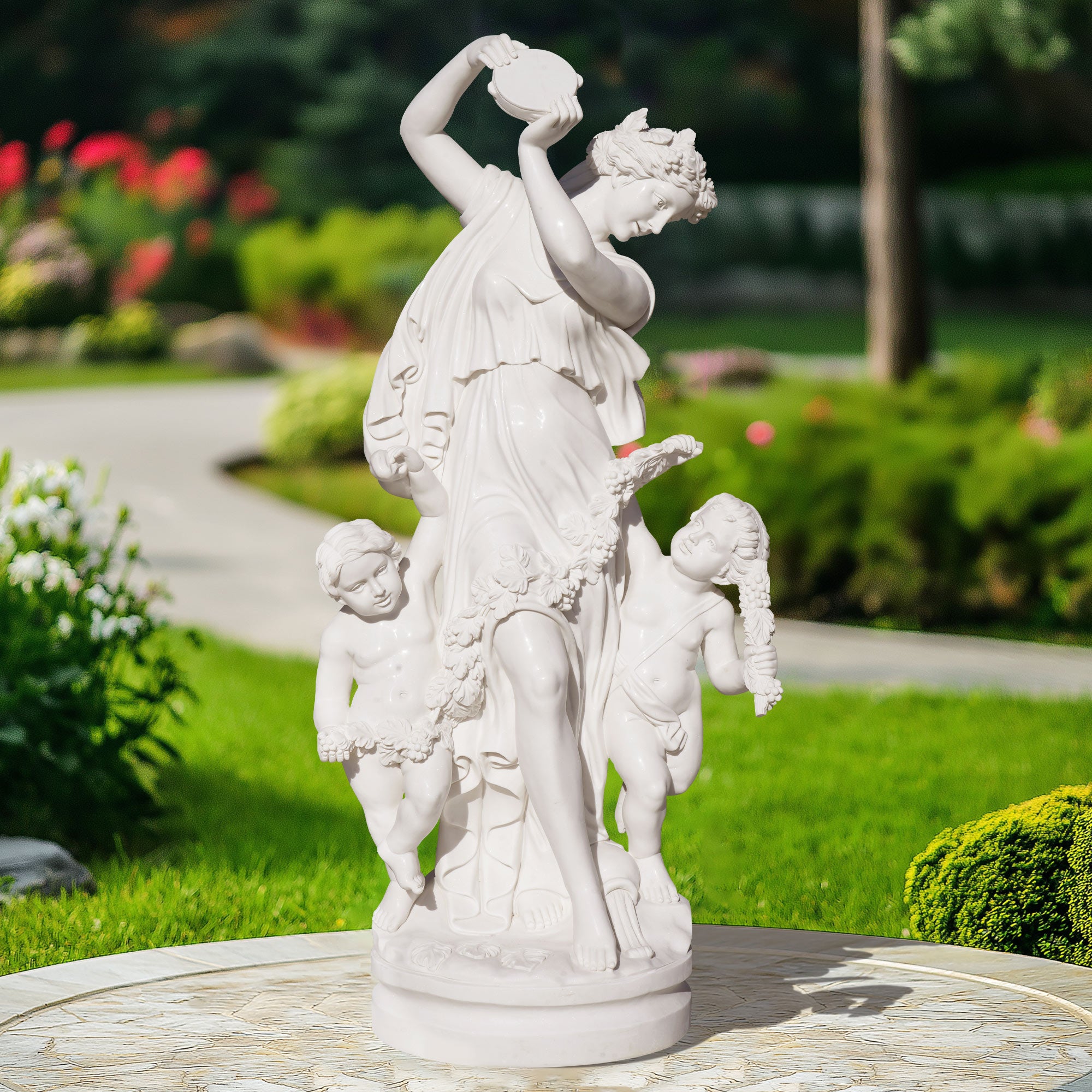 Life-size marble statue of Venus and Cupid, a graceful garden large statue display in outdoor garden