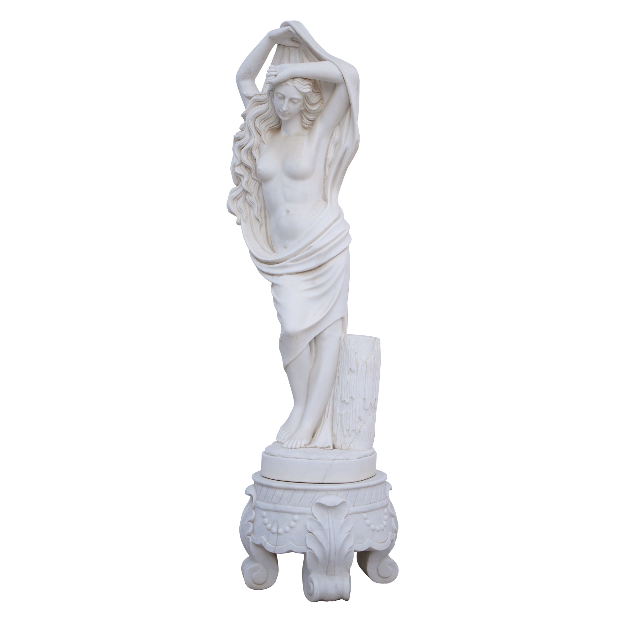 life-size marble statue of a dancing lady, an elegant garden statue sculpture artwork