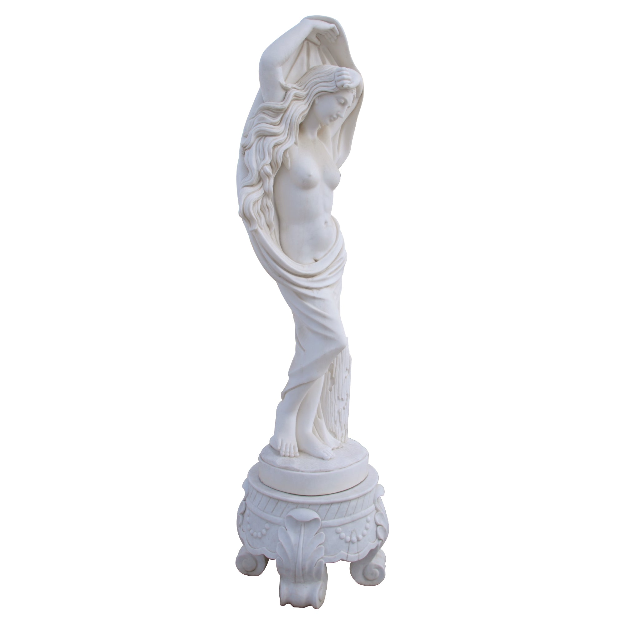 life-size marble statue of a dancing lady, an elegant garden statue sculpture artwork