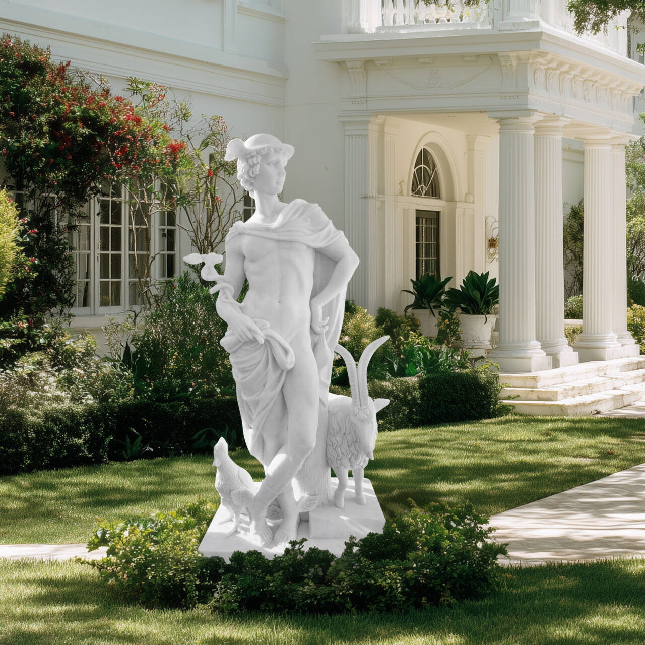 White marble Mercury statue for villa garden and courtyard decoration