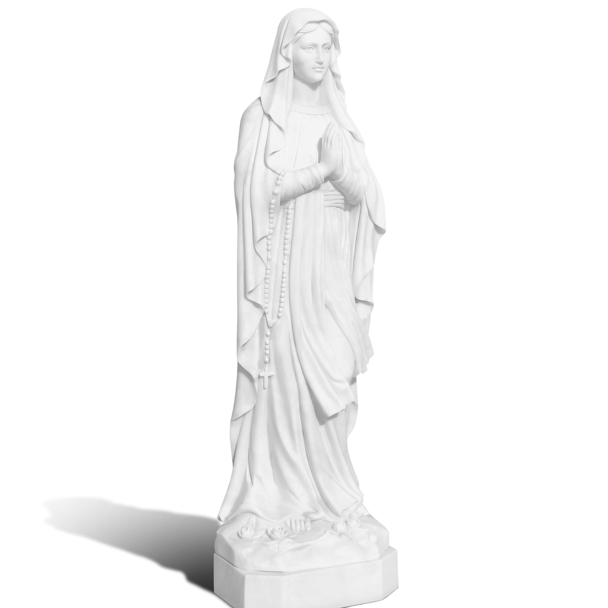 Virgin Mary marble statue in prayer, white marble sculpture suitable for church gardens and indoor chapels