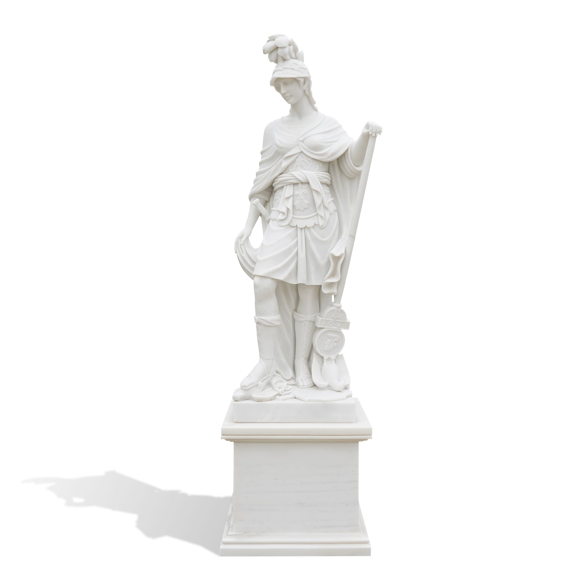 minerva athena neoclassical marble statue after the antique with spear and shield