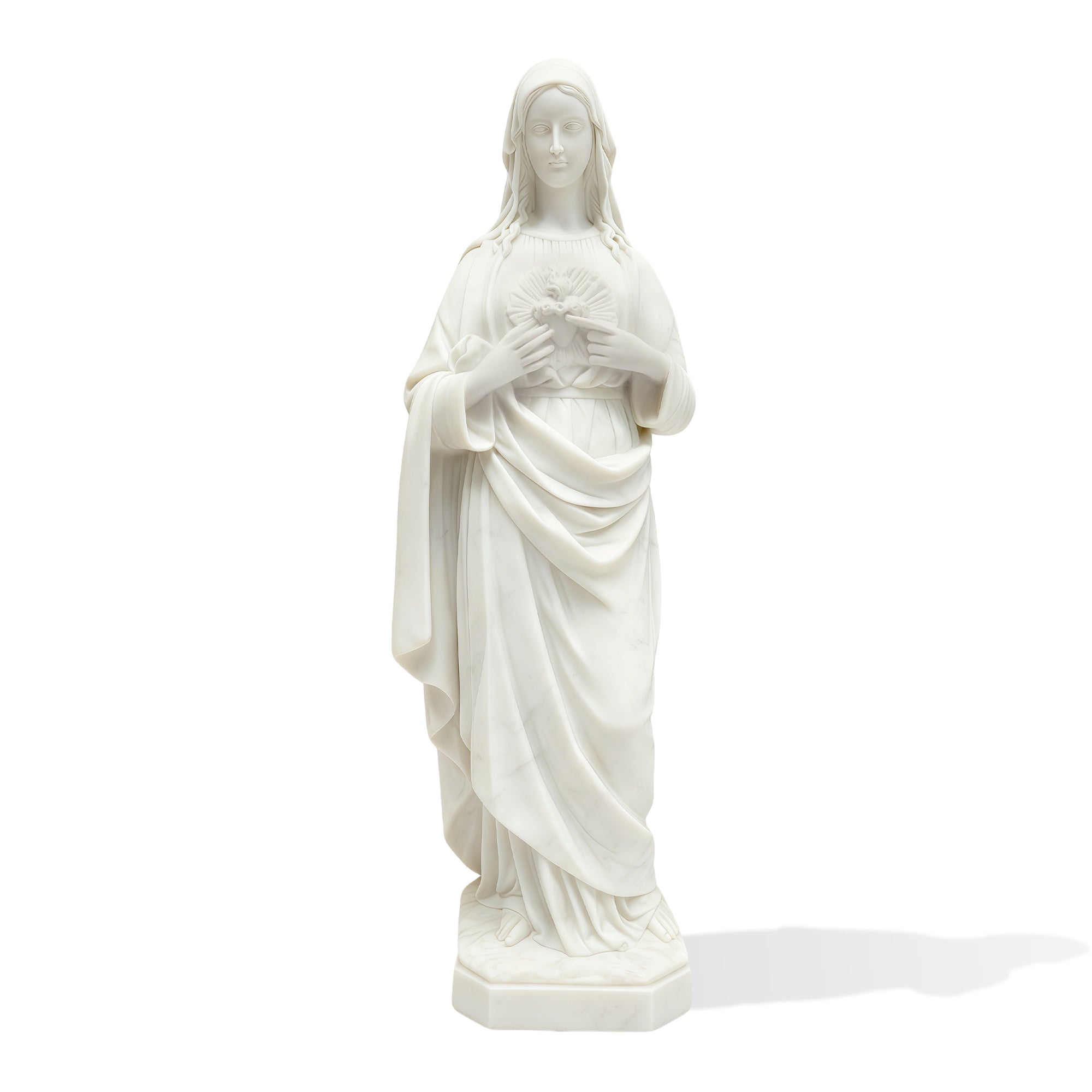 hand carved sacred heart of mary marble statue catholic religious sculpture for prayer spaces and sanctuaries
