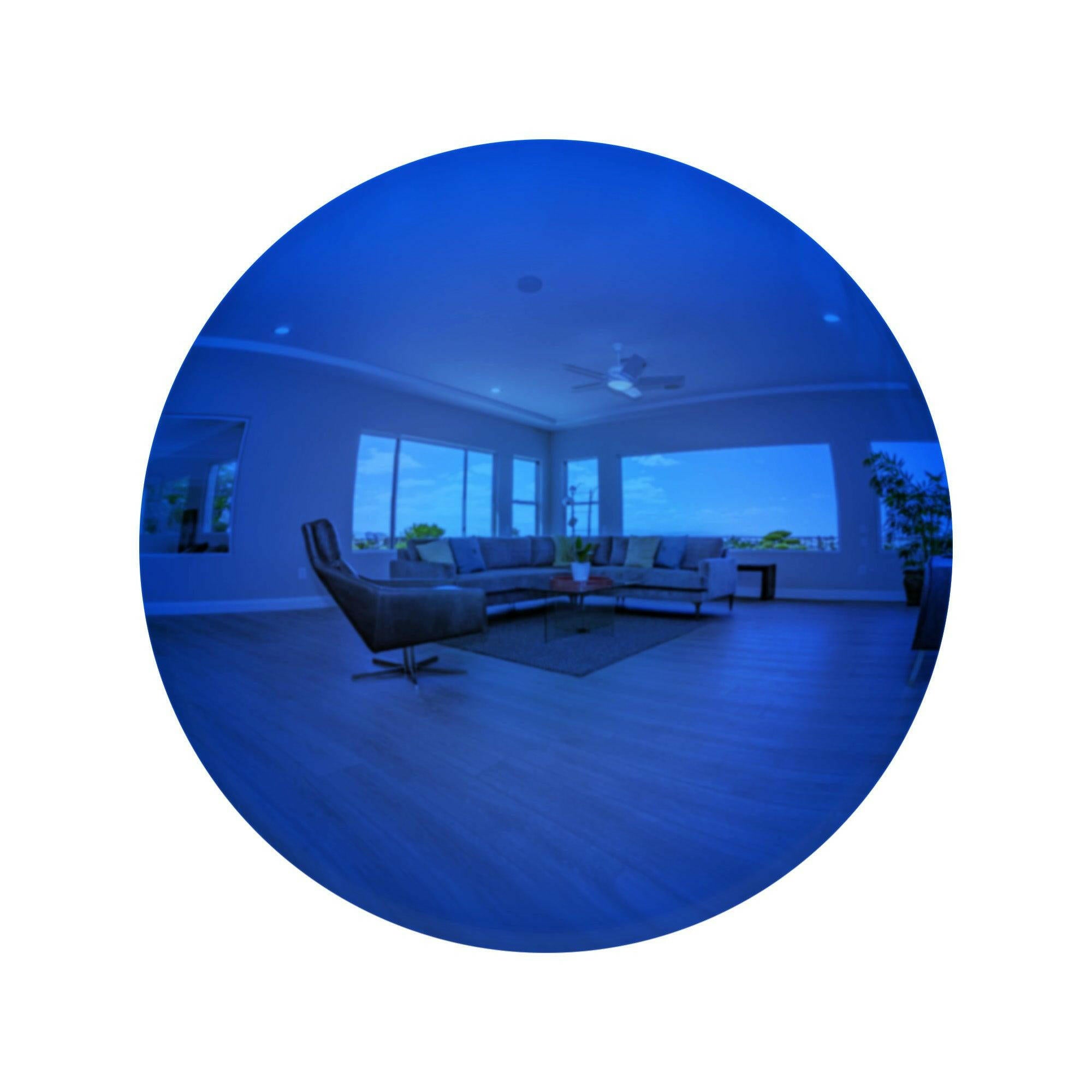 blue stainless steel round convex mirror wall sculpture