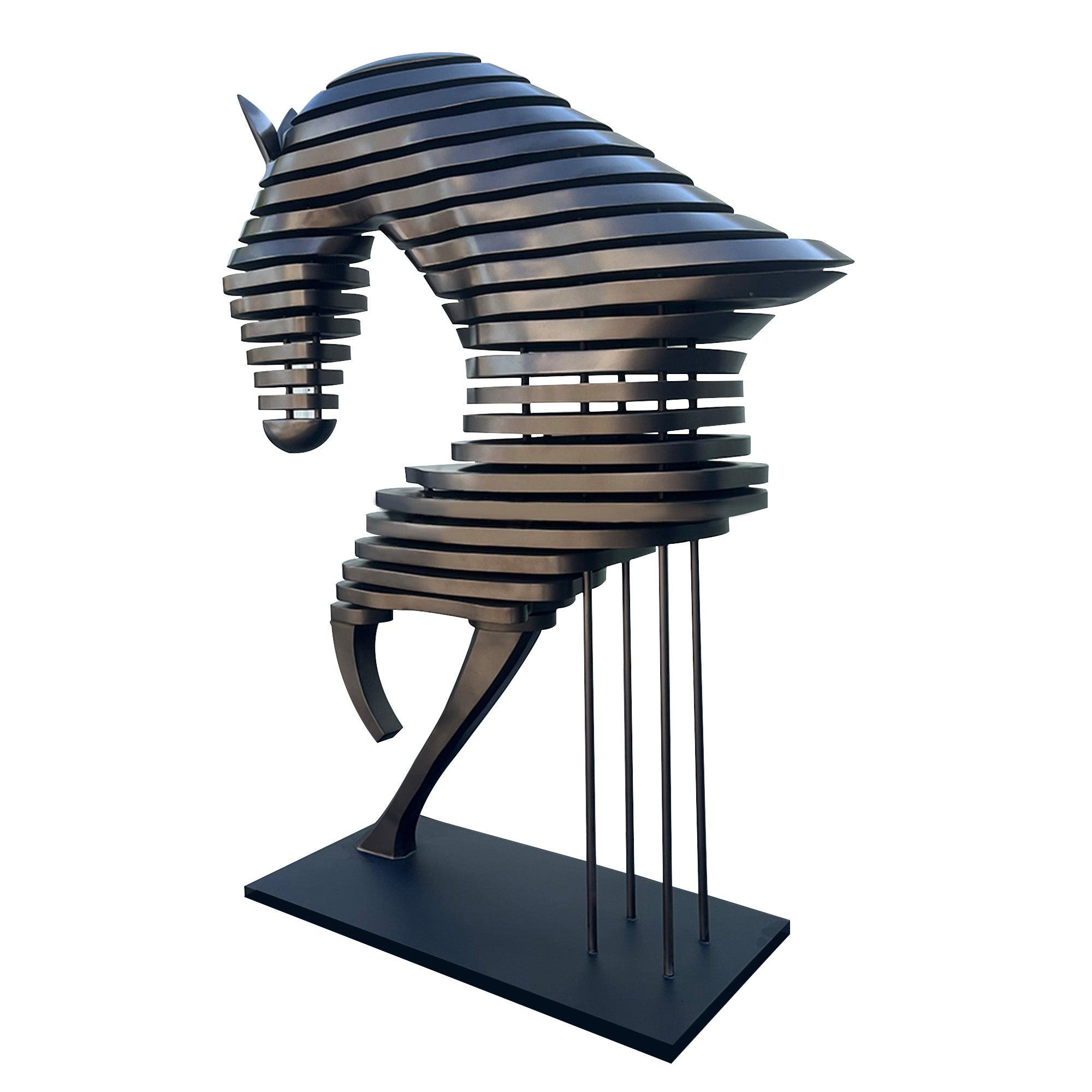 indoor stainless steel half body horse sculpture