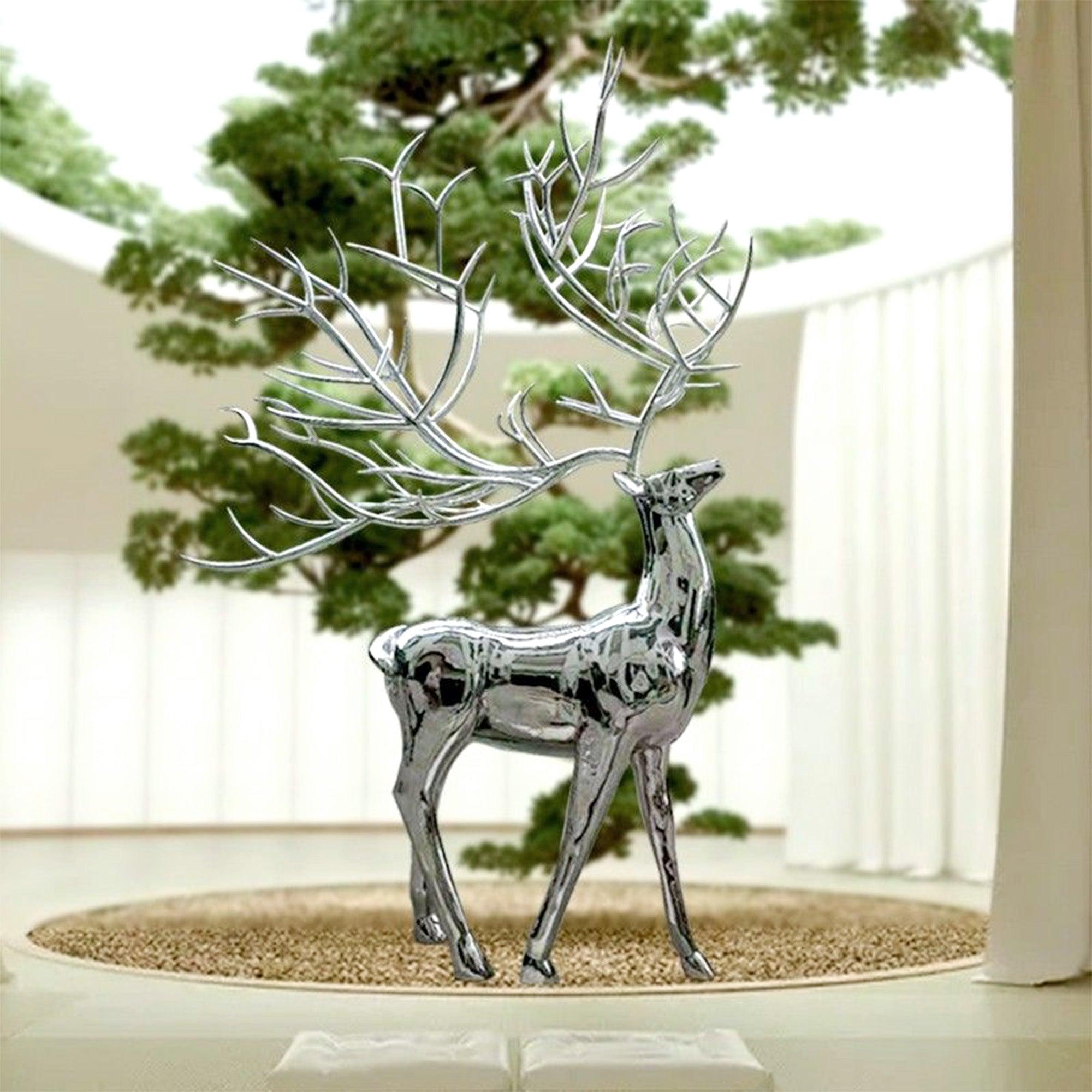 life size elk stainless steel art sculptures indoor decoration