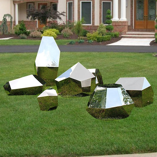 various shapes garden sculptures stainless steel block