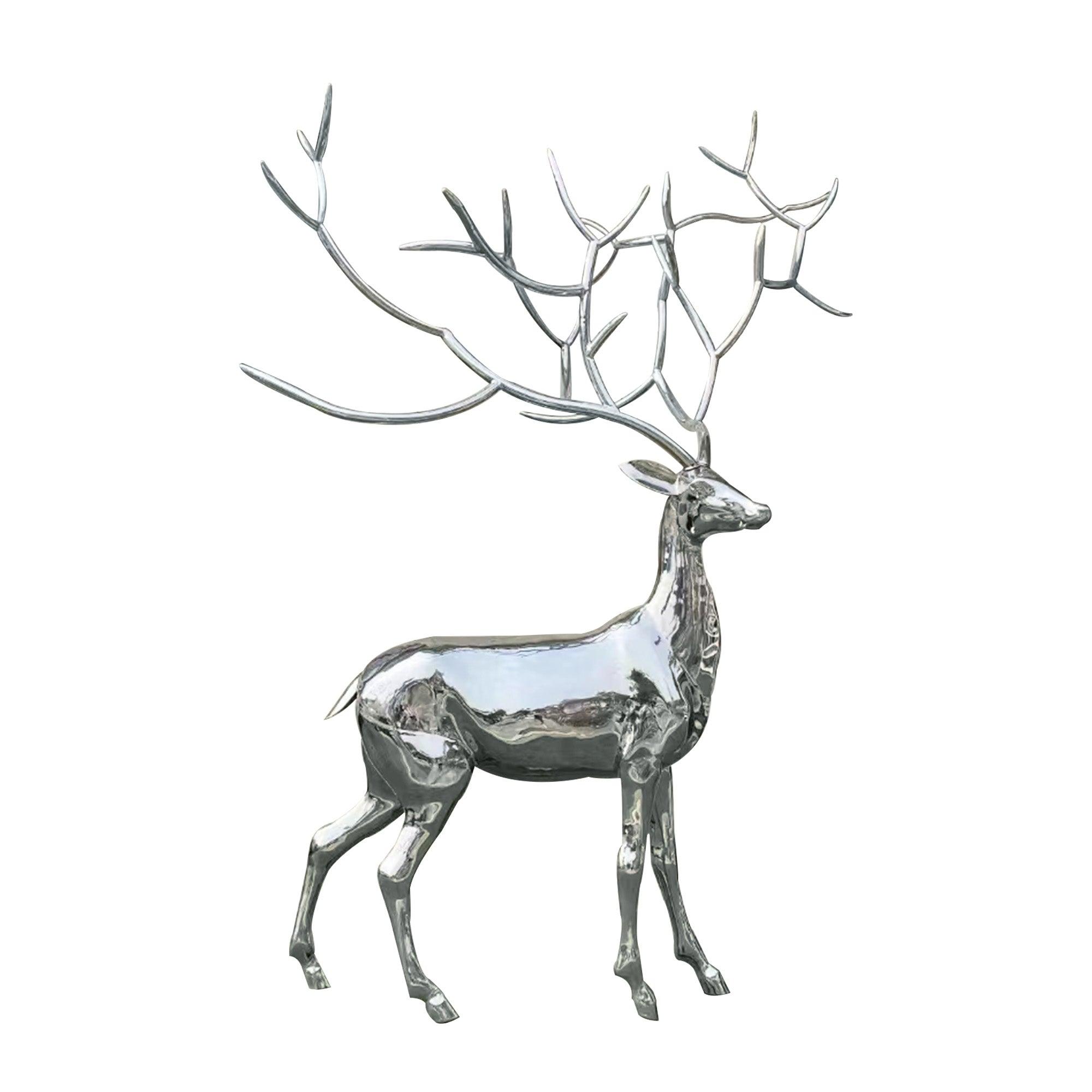 High polished stainless steel elk sculpture