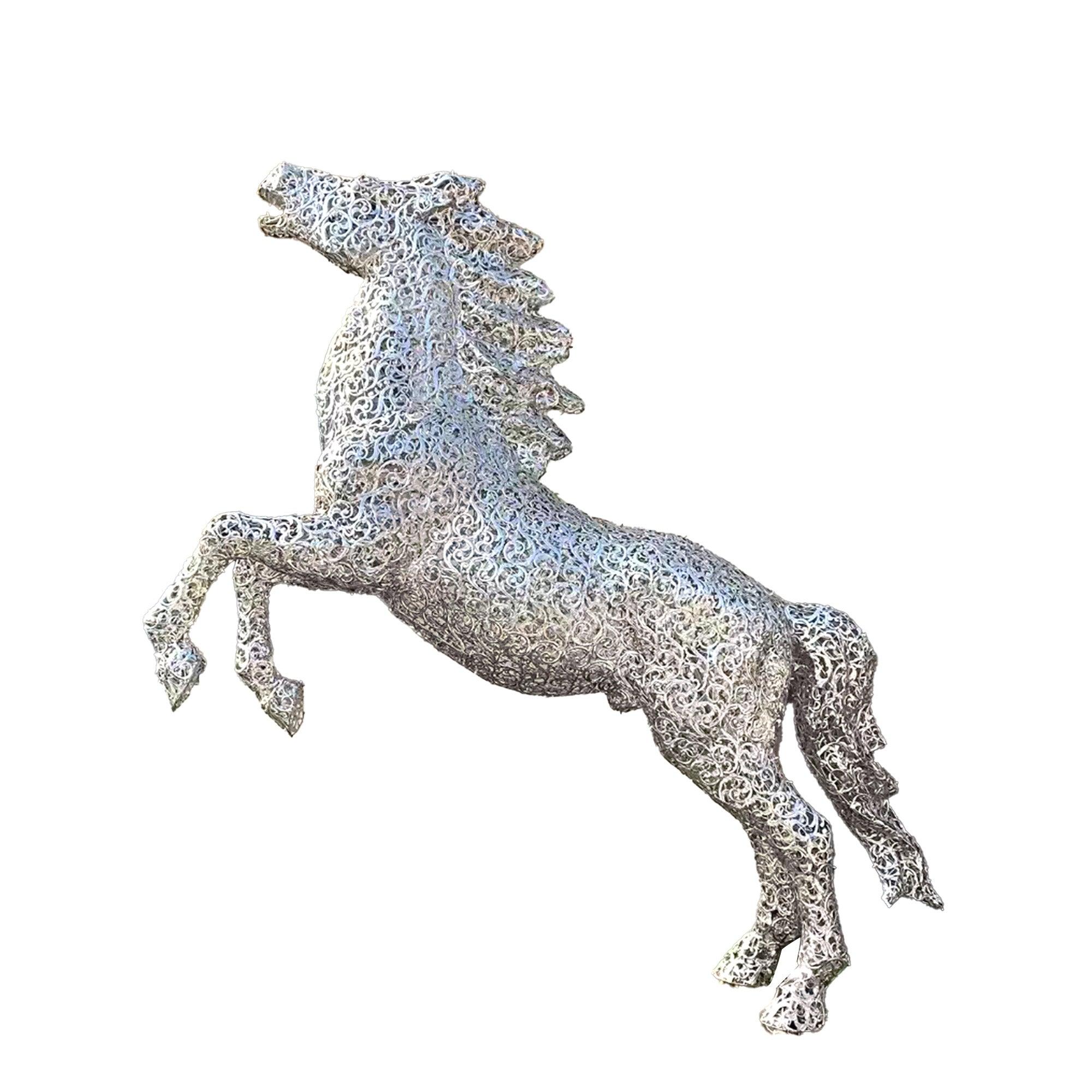 garden animal sculpture jumping horse statue