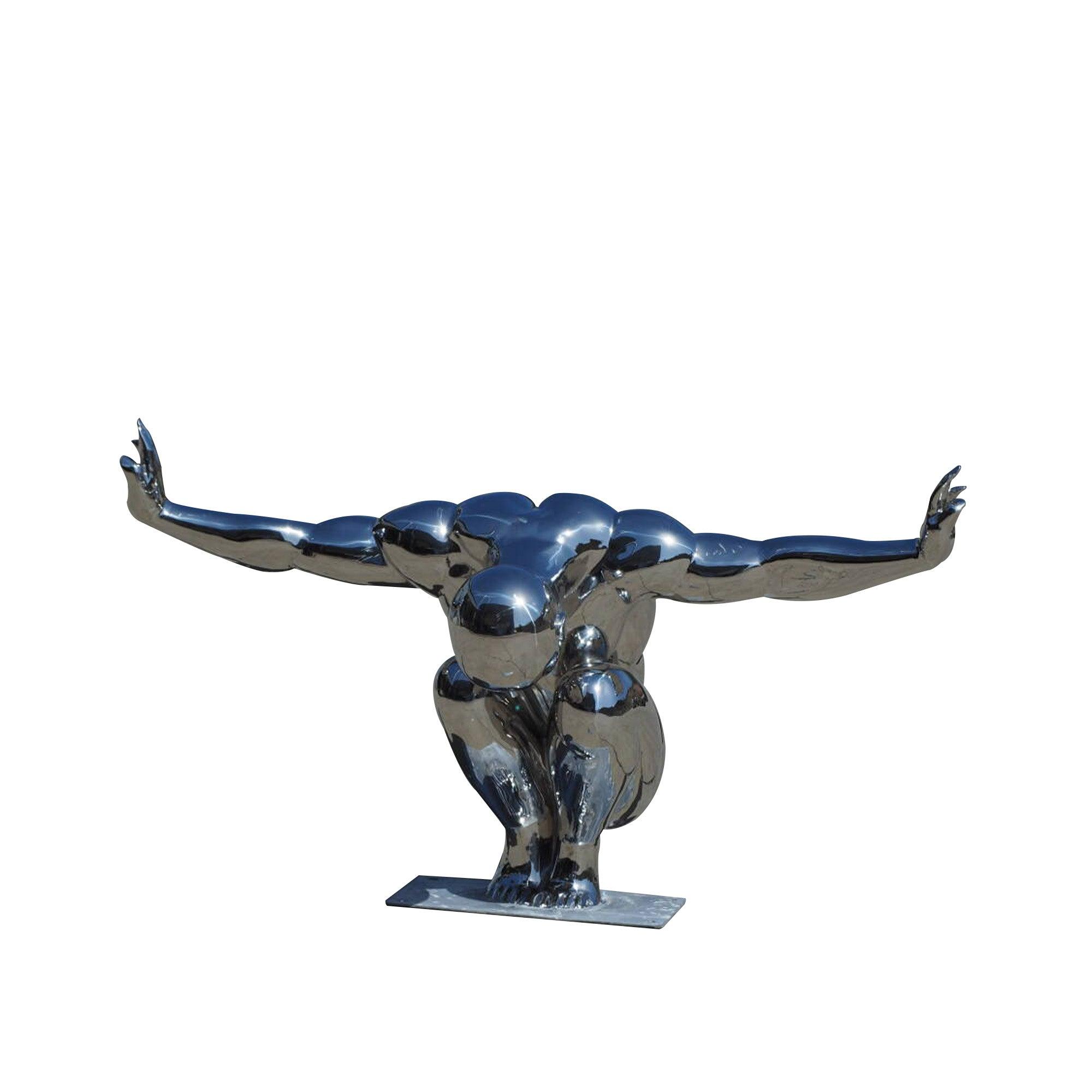 life size stainless steel mirror finish ready swimming statue