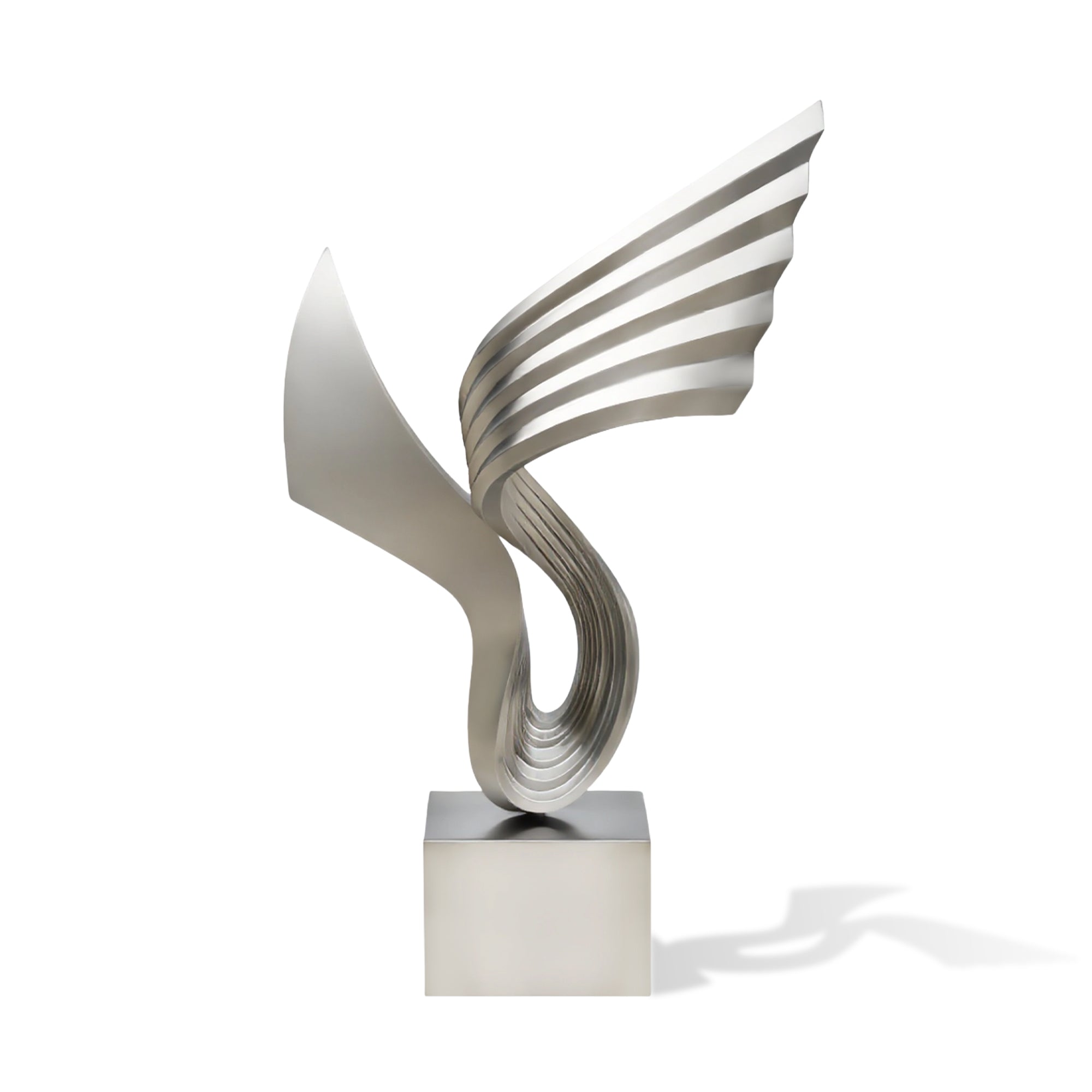 abstract stainless steel sculpture hairline finish artistic decor indoor outdoor