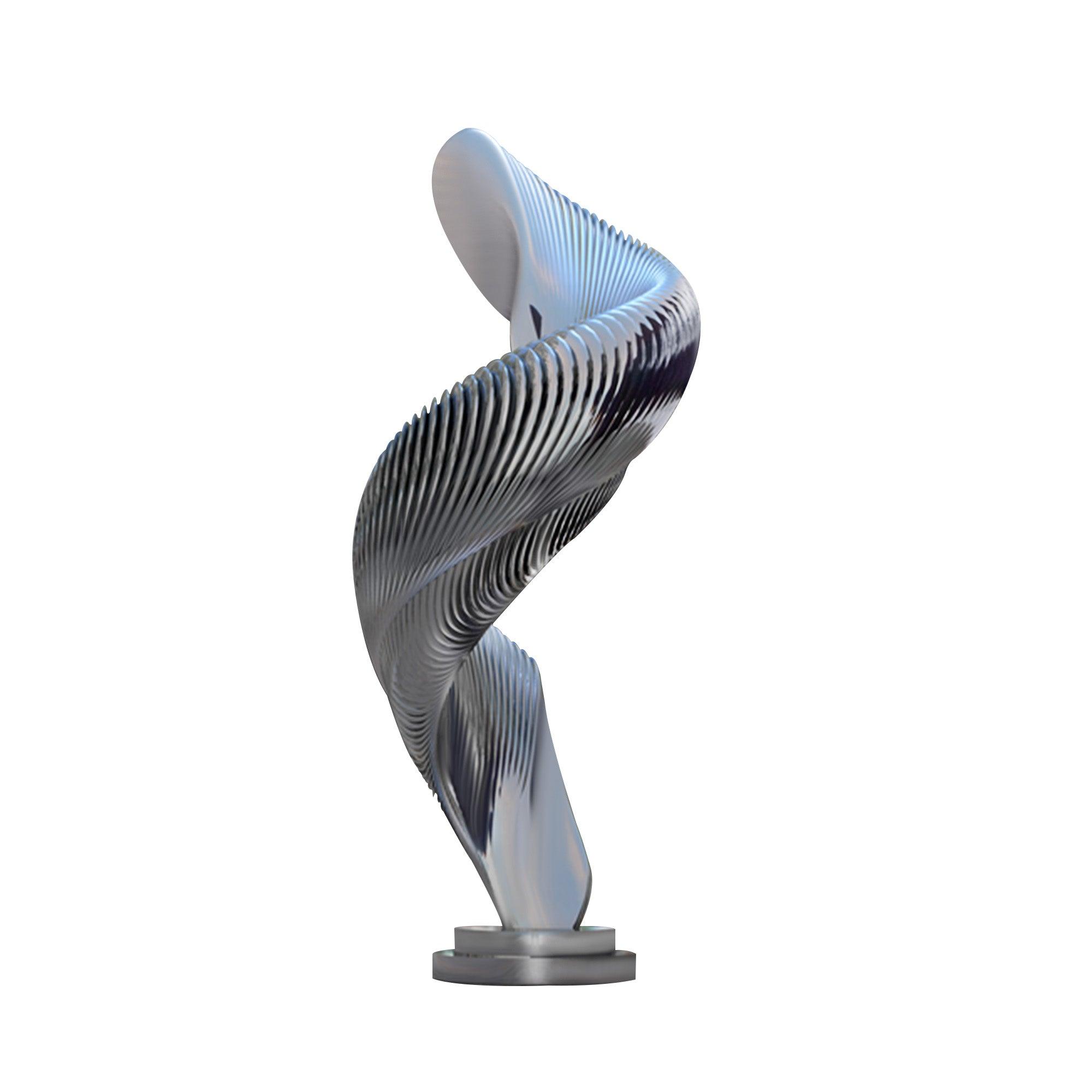 Abstract Stainless Steel Statue With Rotating Metal Shape