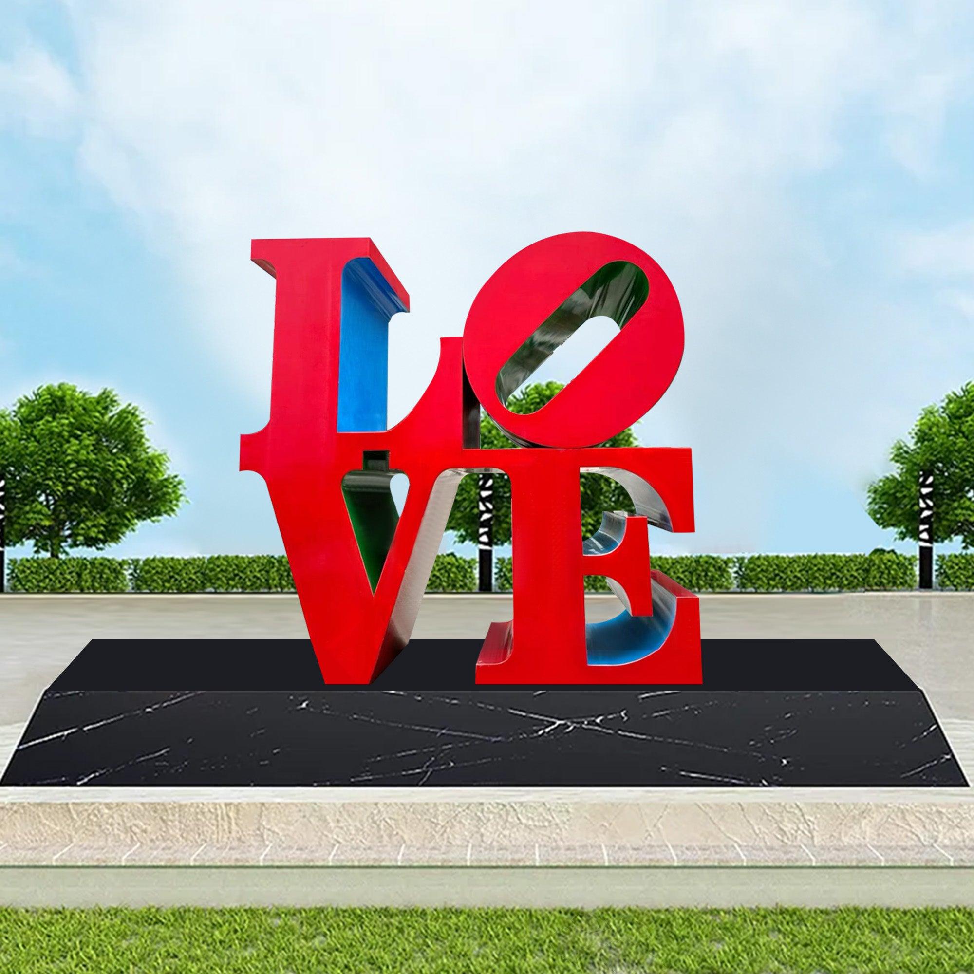 red LOVE letter stainless steel sculpture outdoor