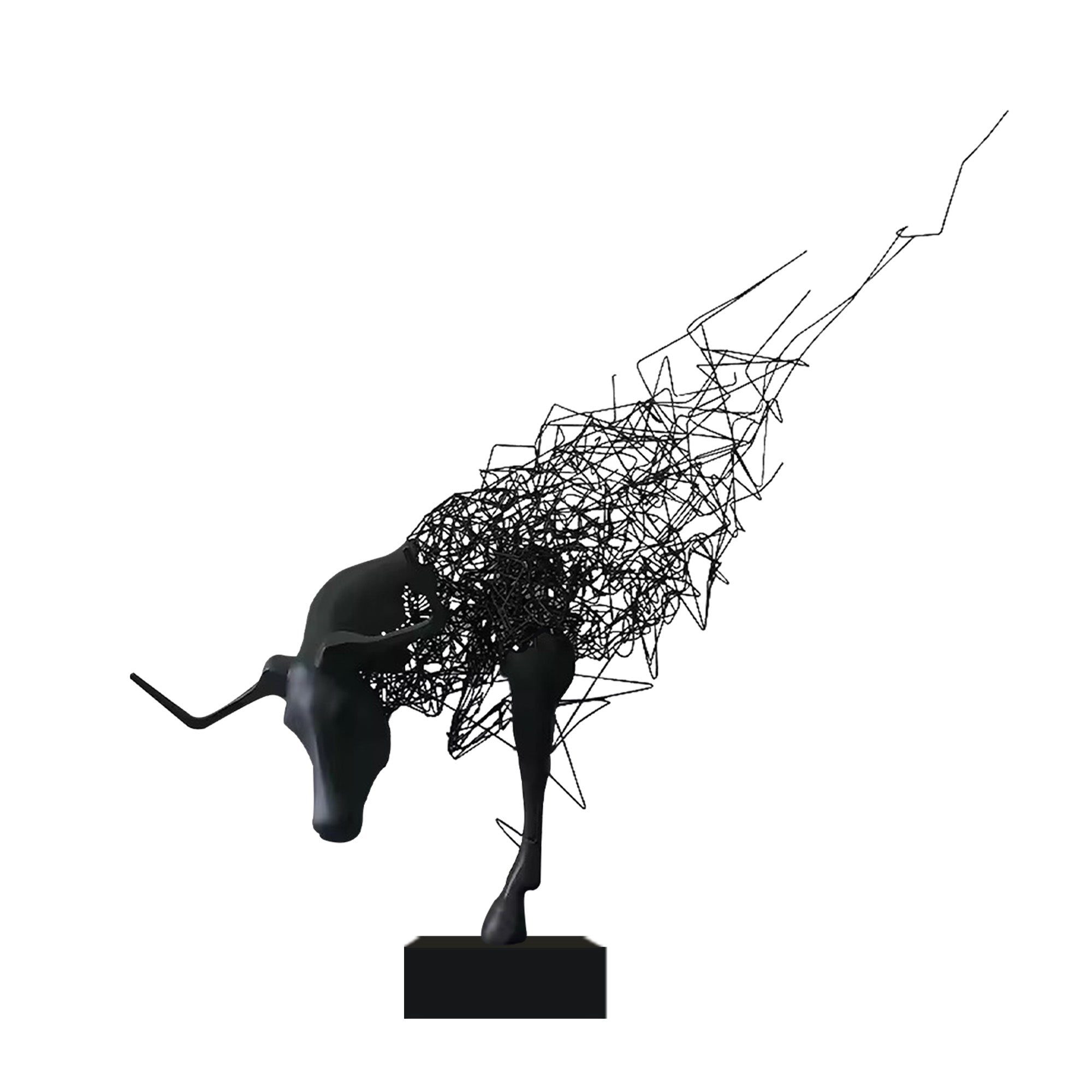 indoor ornaments black dynamic ox metal sculpture