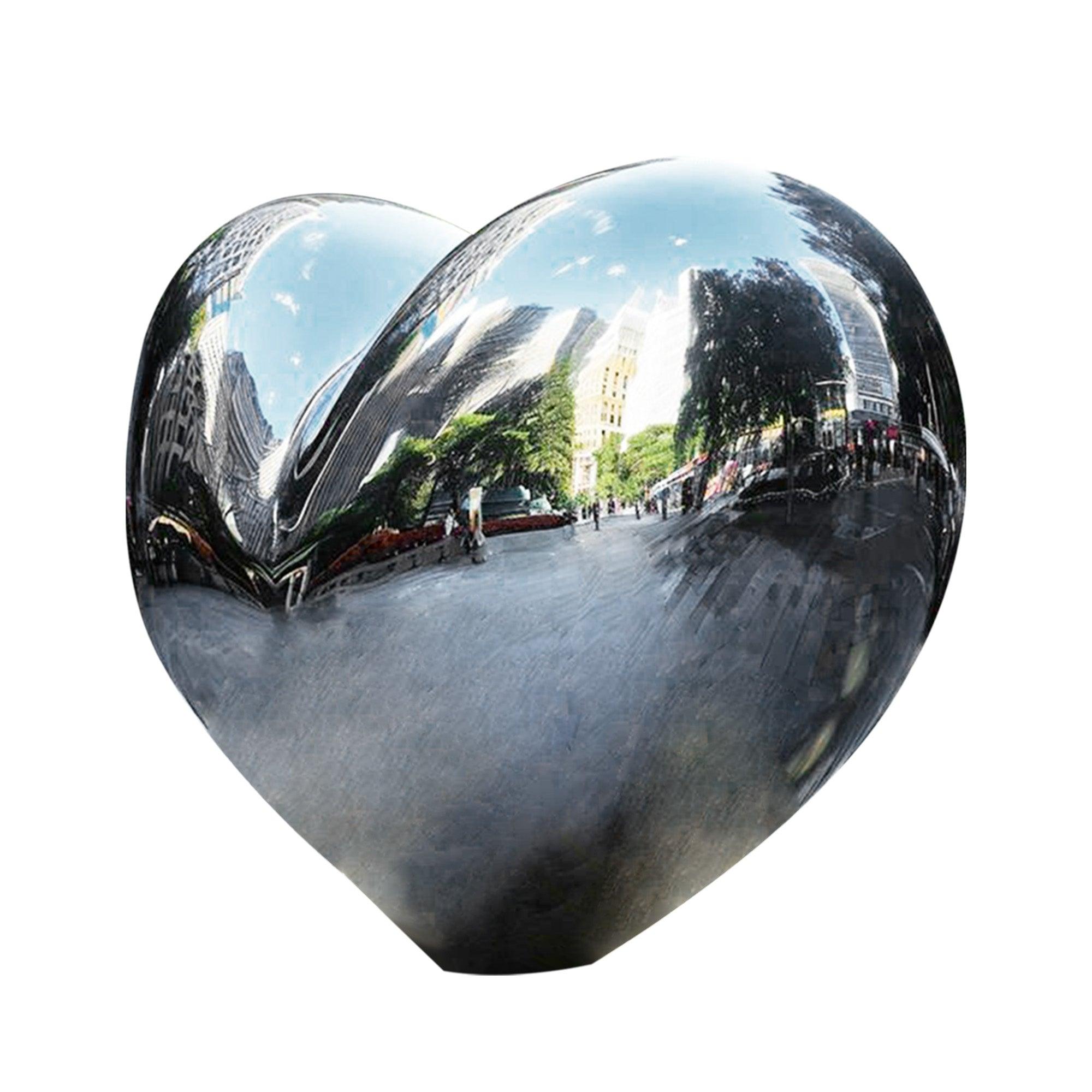 large love heart mirror finish metal sculpture