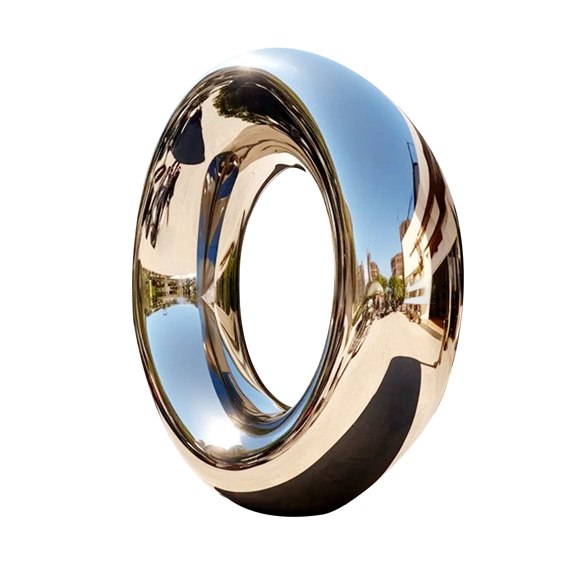 large circle ring mirror metal sculpture